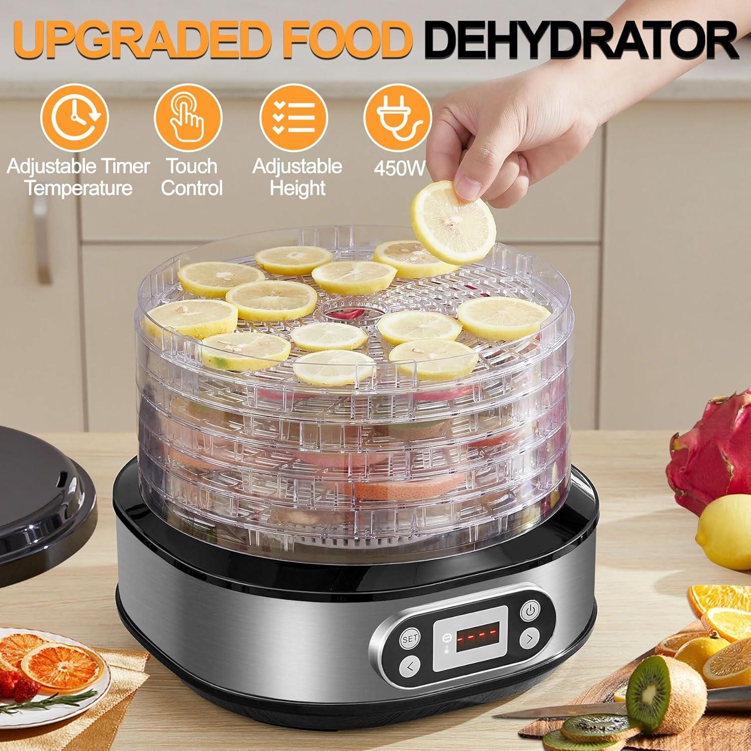 Deshidratadora de Alimentos LanAqua 450W Acero Inoxidable 5 Bandejas