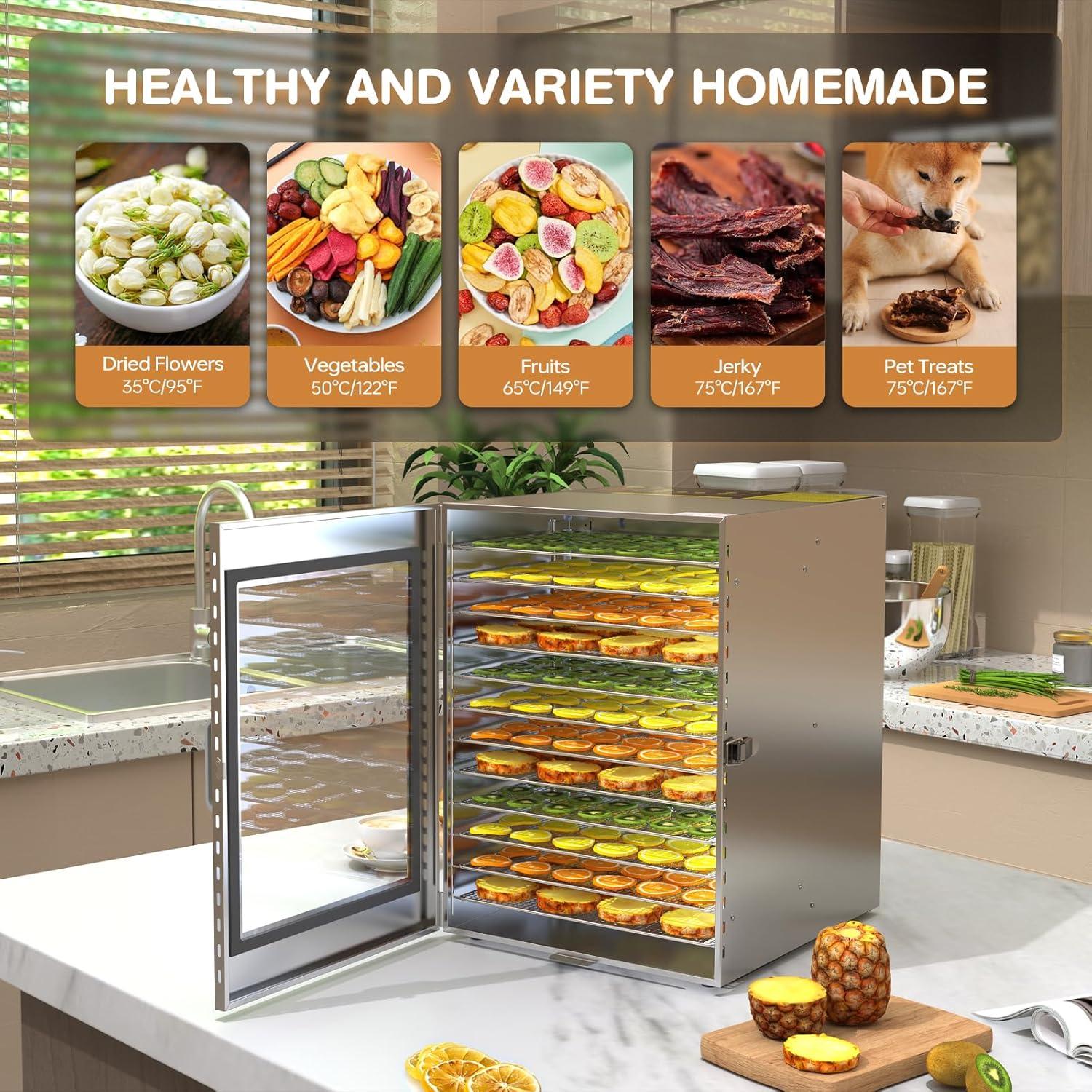 Deshidratadora de Alimentos Leconchef 12 Bandejas Acero Inoxidable 1000W