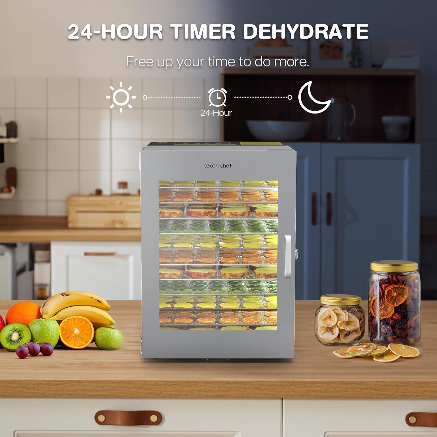 Deshidratadora de Alimentos Leconchef 12 Bandejas Acero Inoxidable 1000W