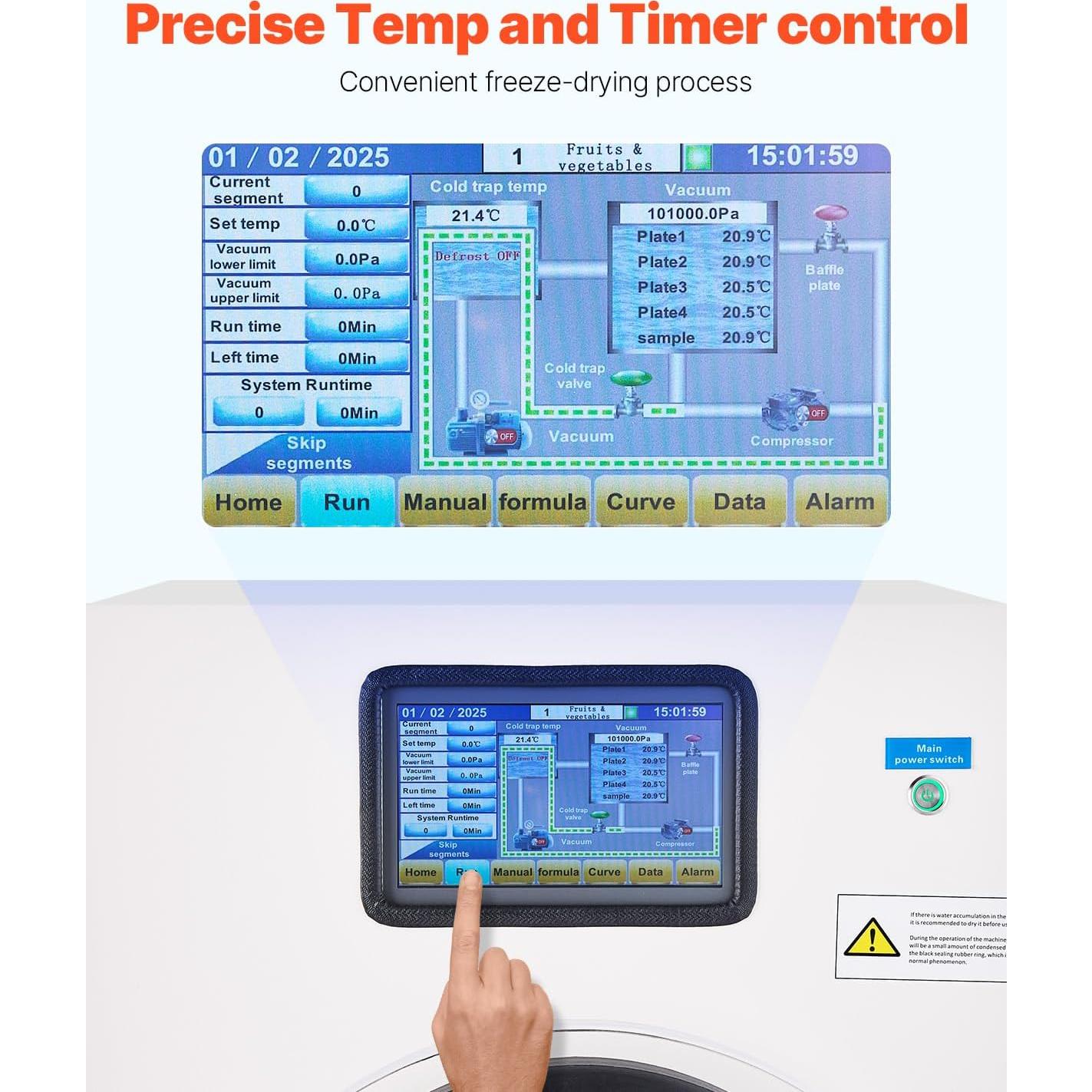 VEVOR Vacuum Freeze Dryer Machine, 8.8-13.2 LBS/Batch Food Freeze Drying Machine with 4-Layer Trays, Vacuum Pump, Adjustable Timer and Temperature Control, for Fruits Vegetables Meat, White
