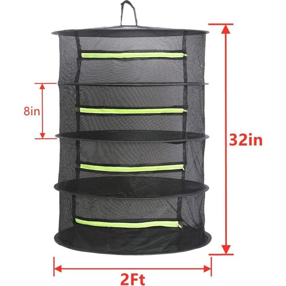 Drying Rack Plant Net Premium Mesh Tents Dryer kit Hanging Clothes Net Folding Nylon Netting Collapsible Mesh Food Dehydrator Receive Storage Carrying Bag 2/4/6 Layer 2FT (4 Layer)