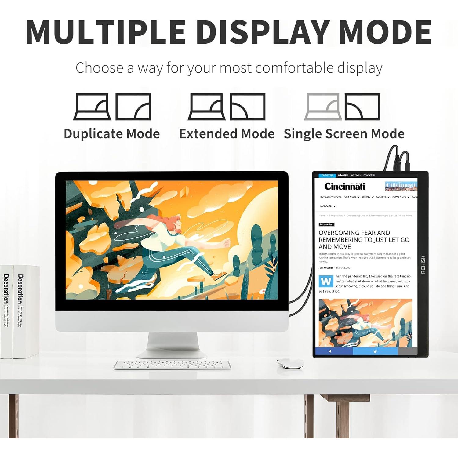 Monitor Portátil ReHisk 15.6'' FHD 1080P IPS con Funda