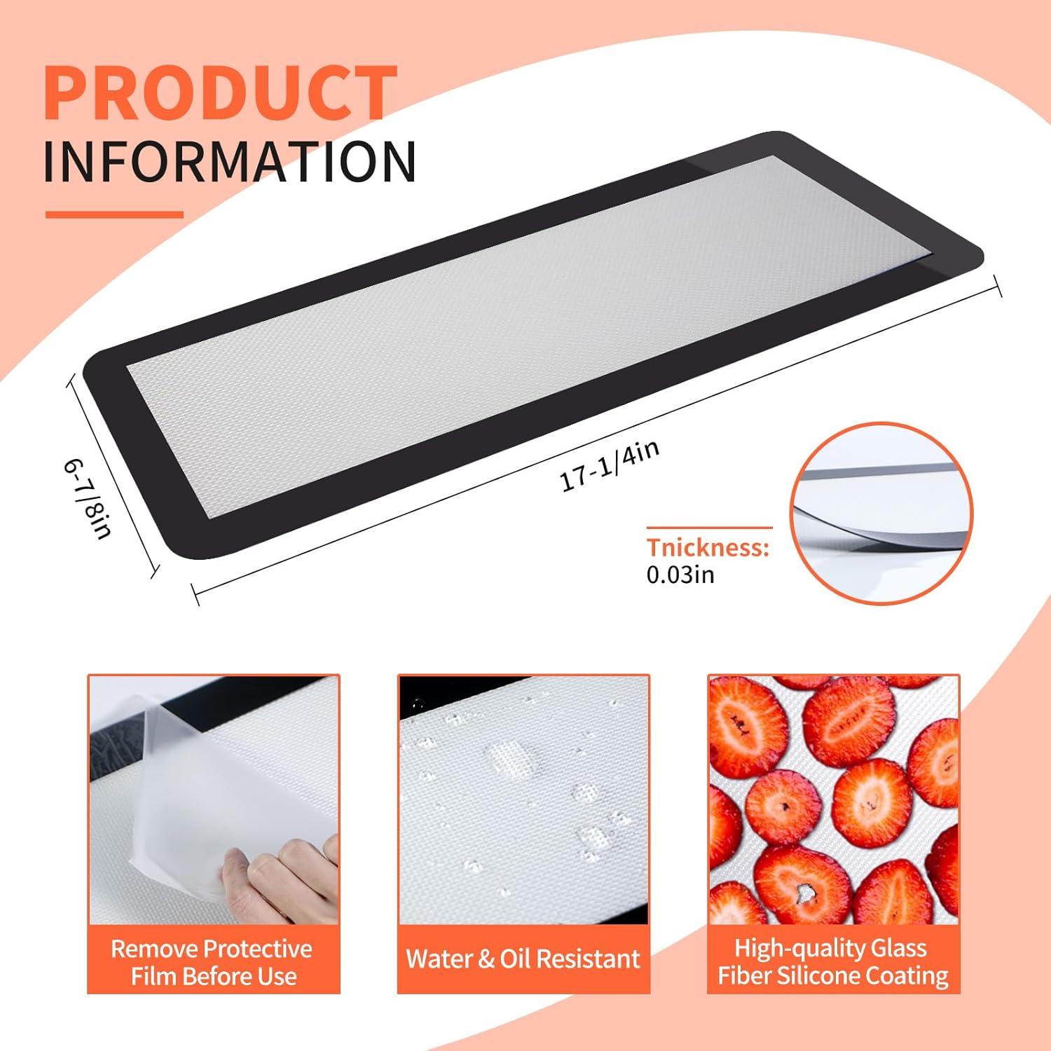 6 Tapetes de Silicona BriskJoy para Deshidratador Harvest Right 43.8x17.5cm