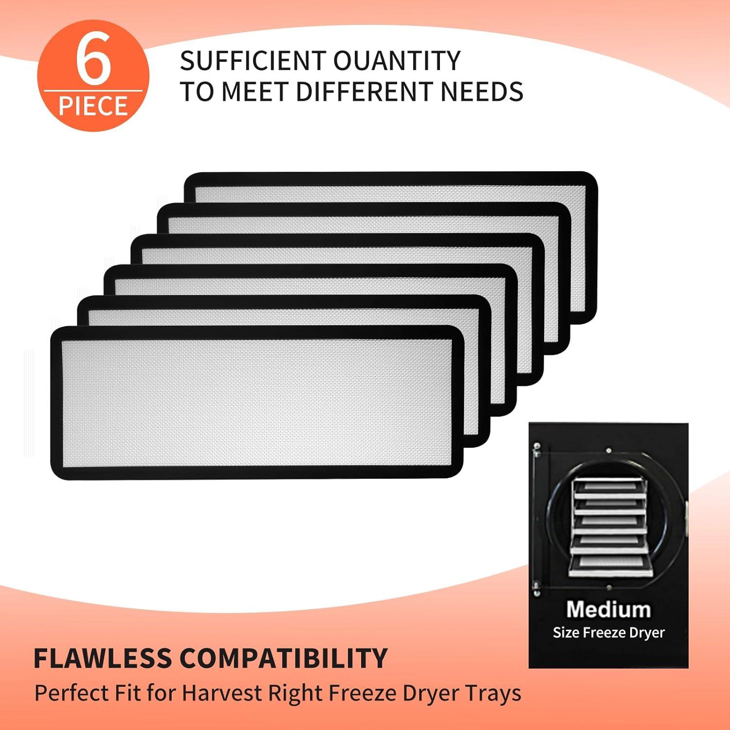 6 Tapetes de Silicona BriskJoy para Deshidratador Harvest Right 43.8x17.5cm