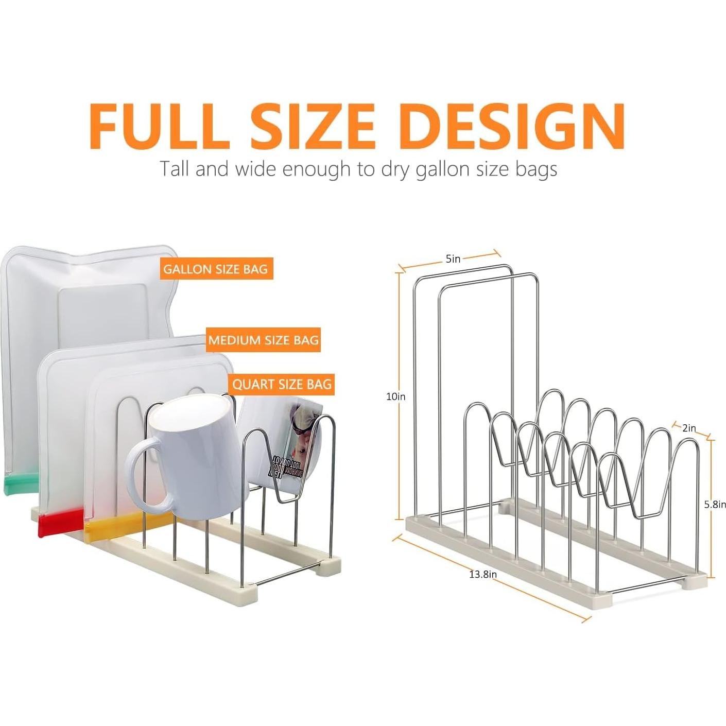 Soporte para Secar Bolsas Reutilizables Peekia 25.4 cm Acero Inoxidable