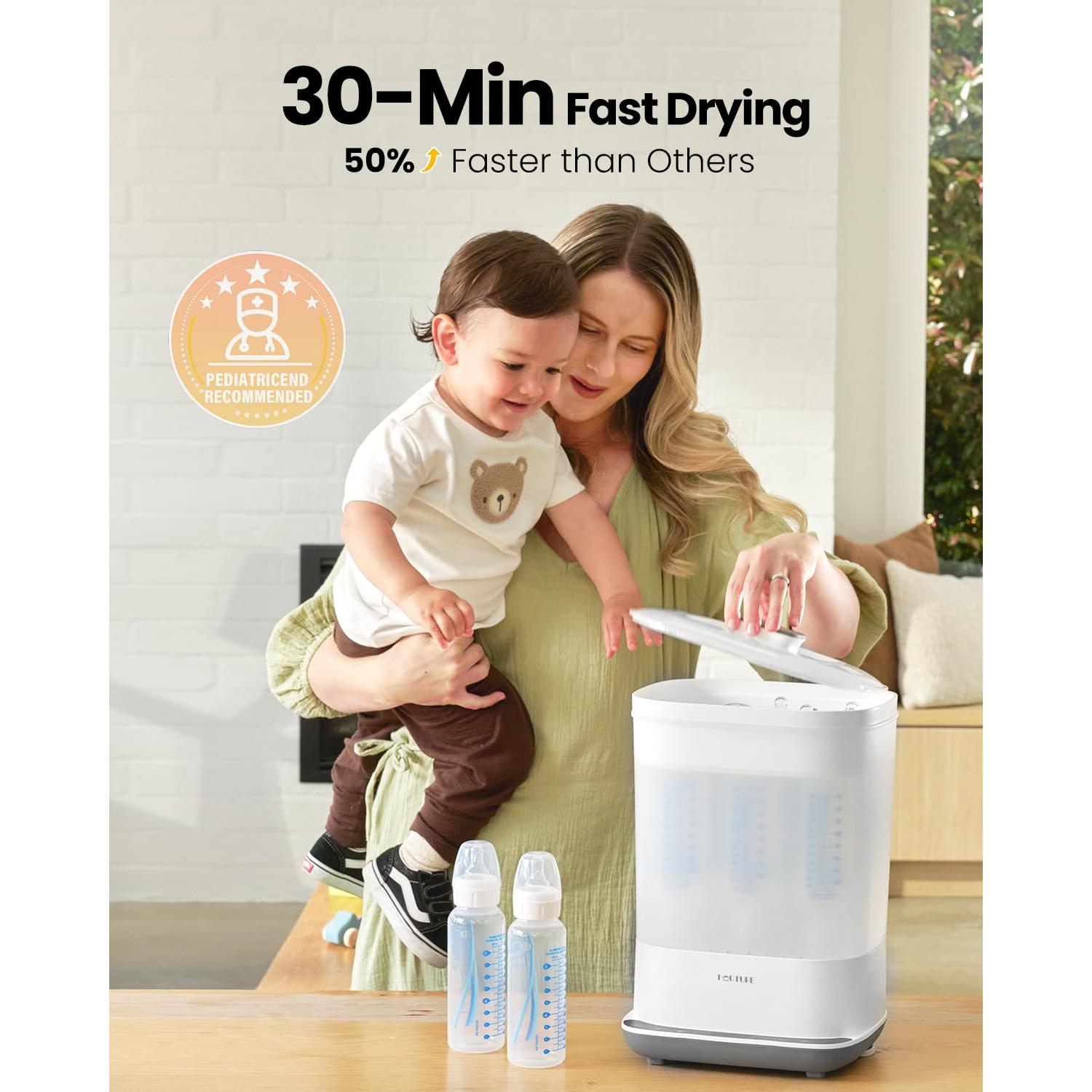 Esterilizador de Biberones Eléctrico HAUTURE 6-en-1 Blanco