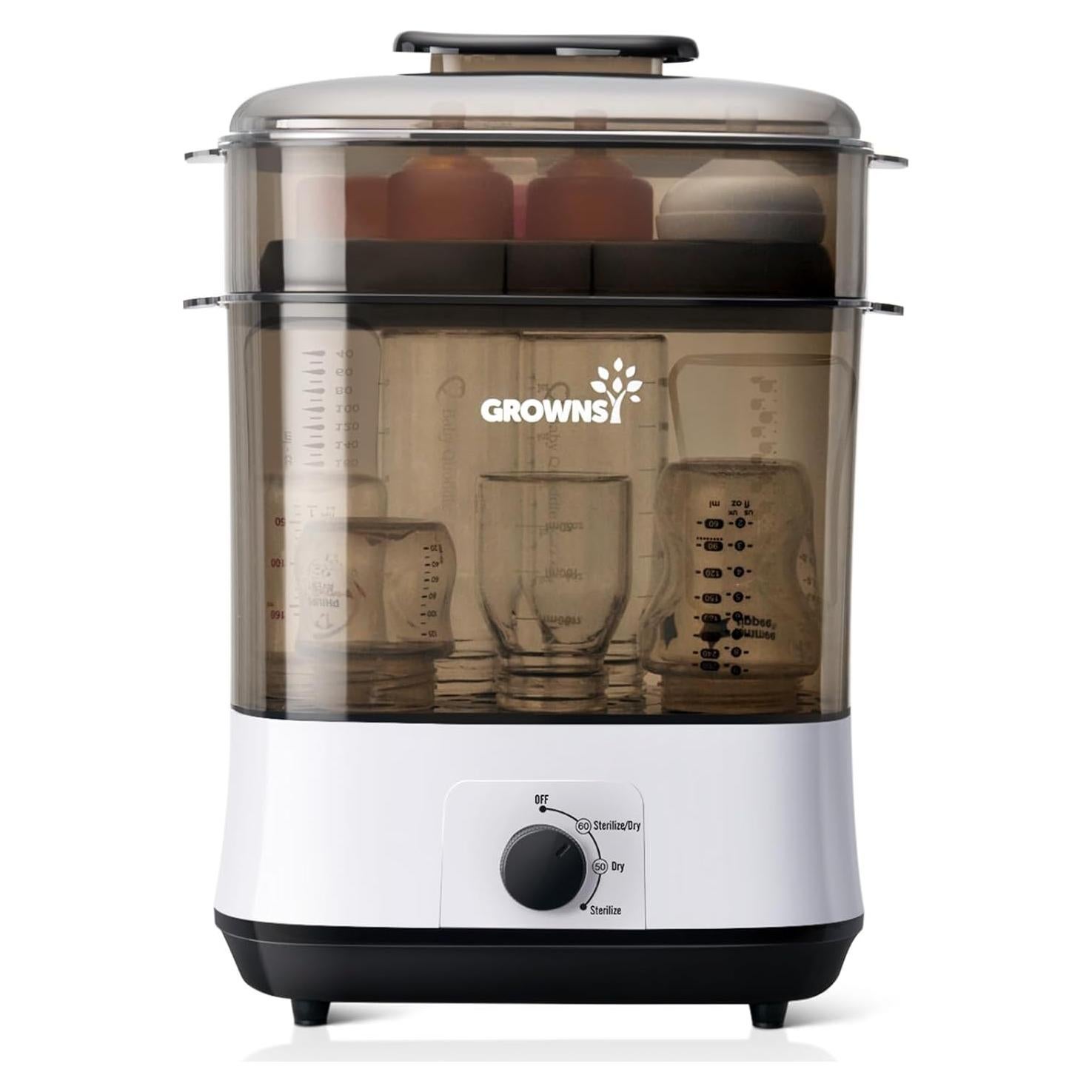 Esterilizador y Secador de Botellas GROWNSY Gris, 8 Biberones