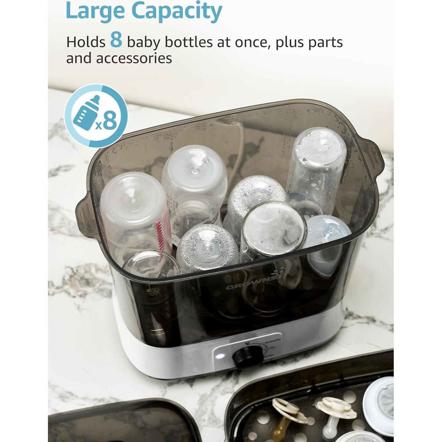 Esterilizador y Secador de Botellas GROWNSY Gris, 8 Biberones
