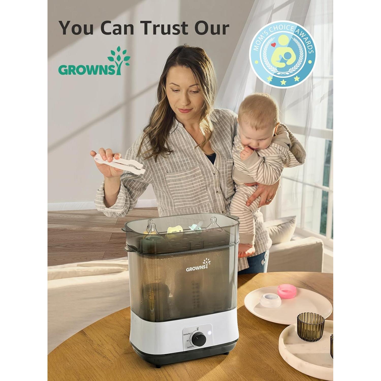 Esterilizador y Secador de Botellas GROWNSY Gris, 8 Biberones