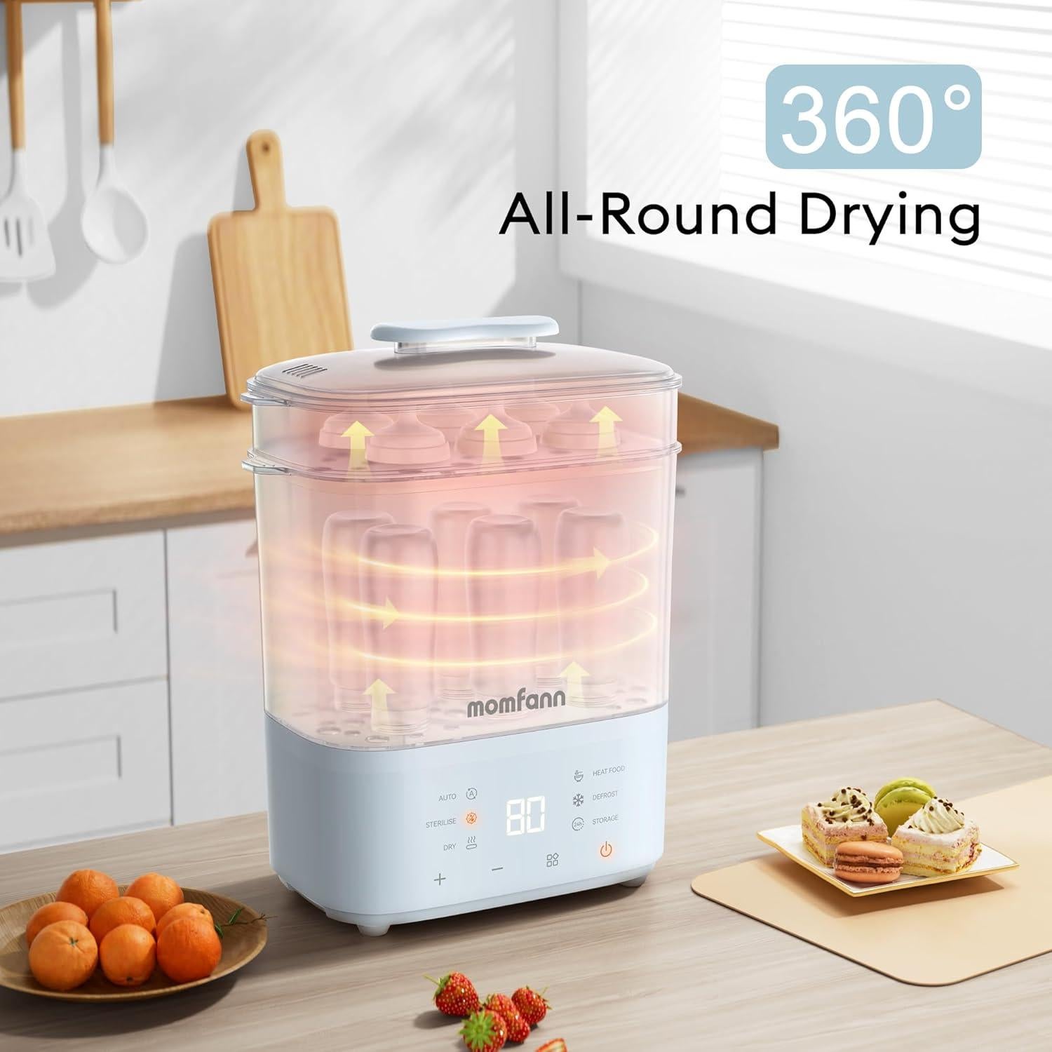 Esterilizador y Secador de Botellas Momfann 8 en 1 Azul