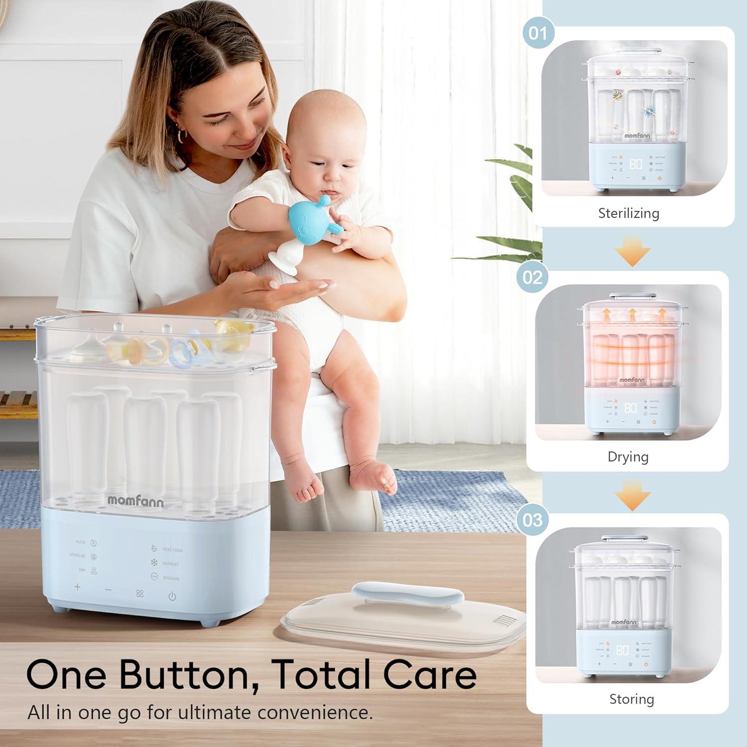 Esterilizador y Secador de Botellas Momfann 8 en 1 Azul