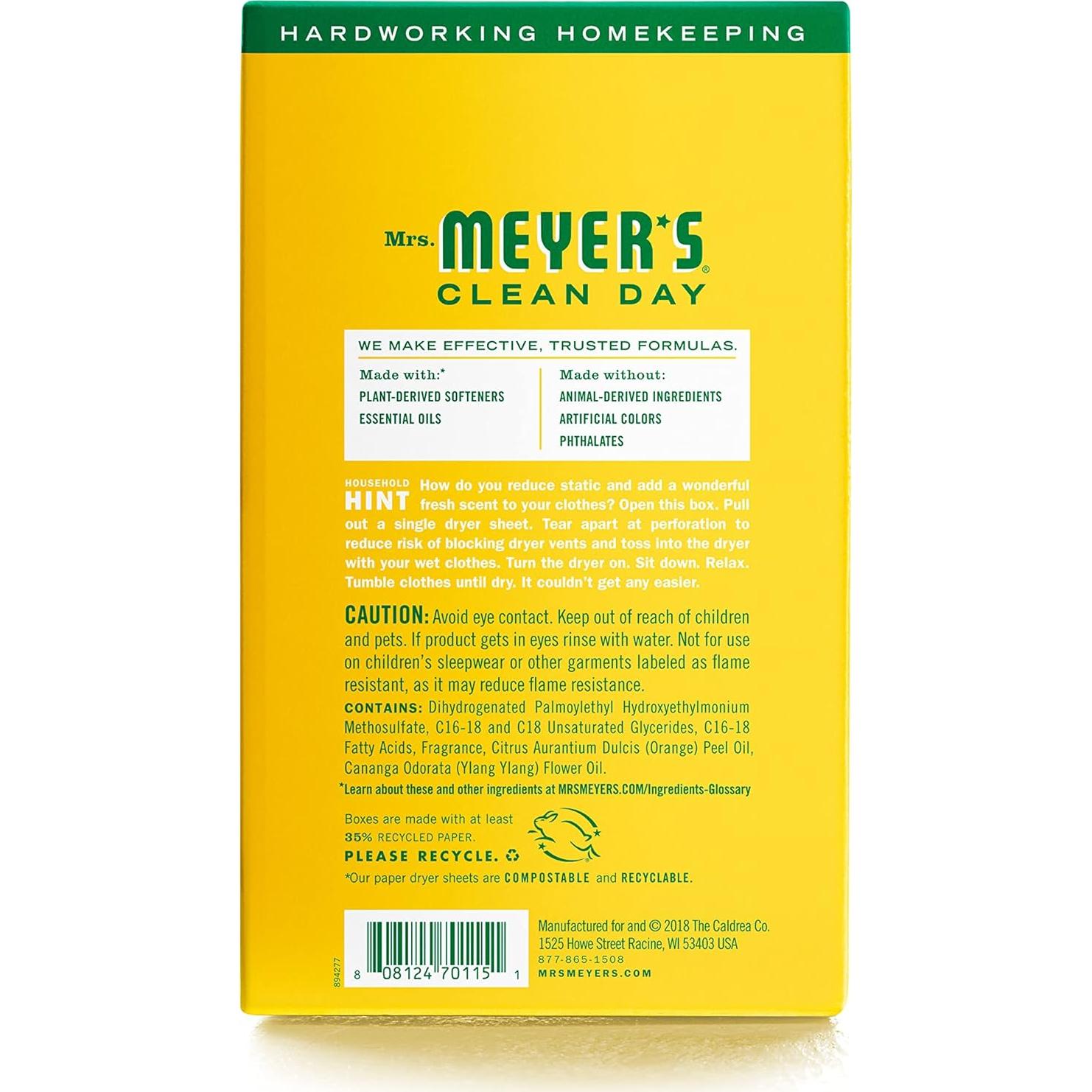 Sábanas Secadoras Mrs. Meyer's 80 Unidades Madreselva