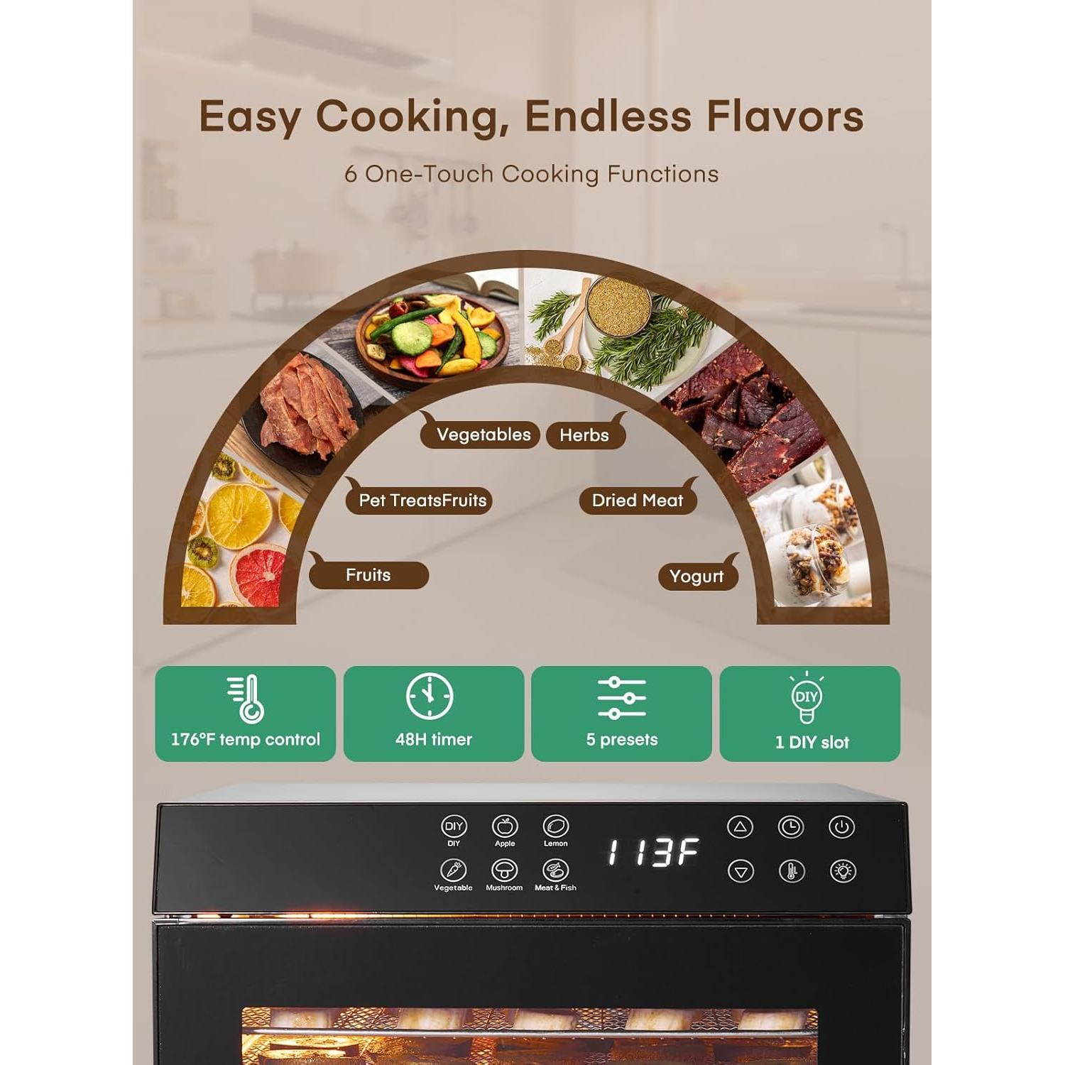 Deshidratador de Alimentos FOHERE FD-1017 1000W 10 Bandejas