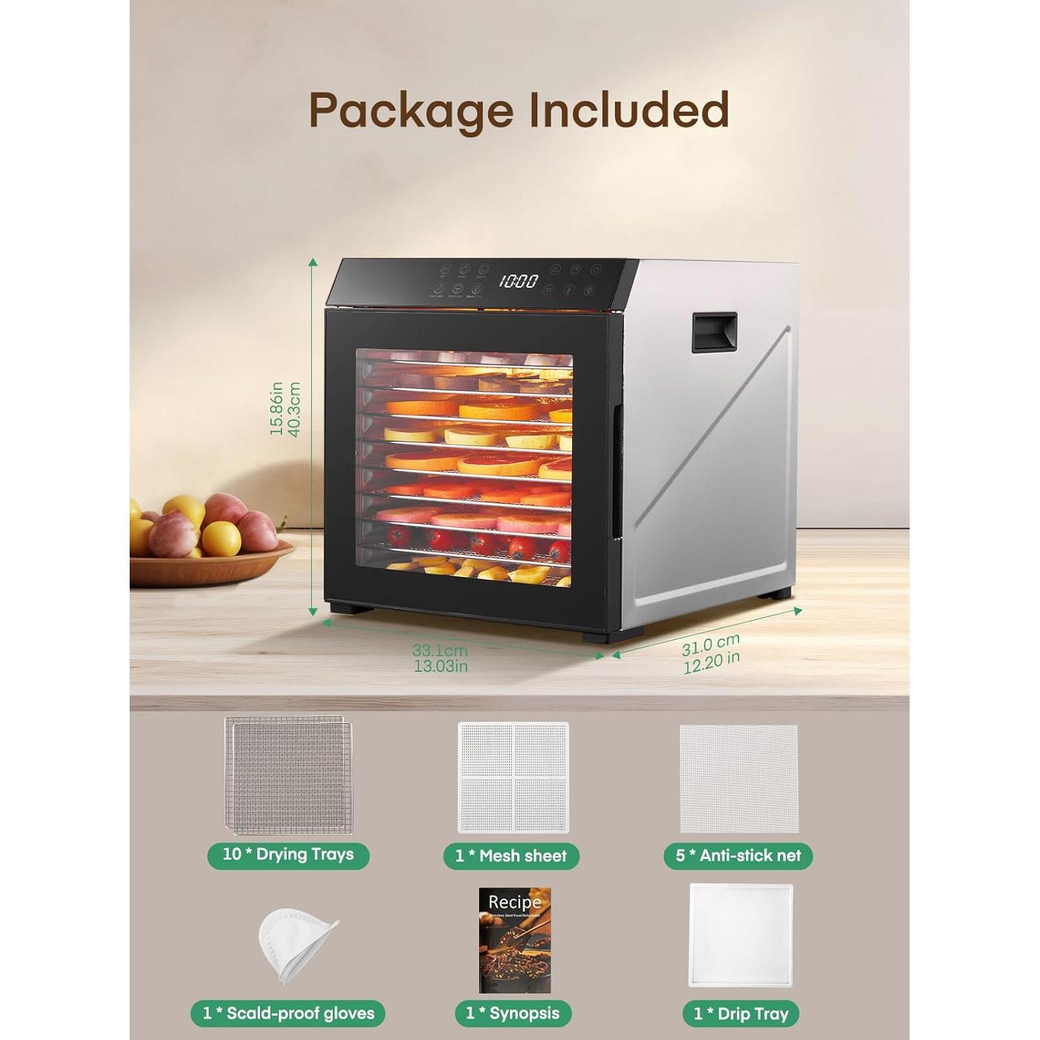 Deshidratador de Alimentos FOHERE FD-1017 1000W 10 Bandejas