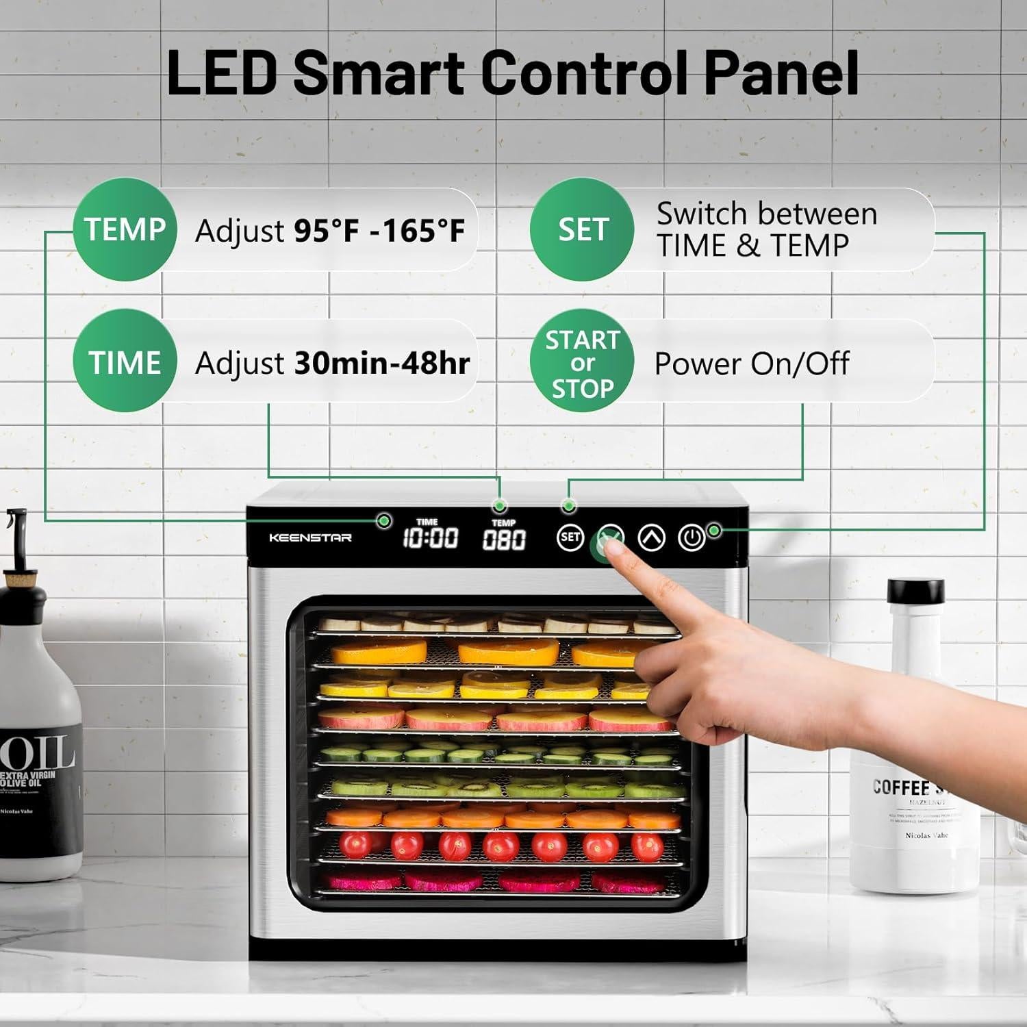 Deshidratadora de Alimentos KEENSTAR 9 Bandejas Acero Inoxidable