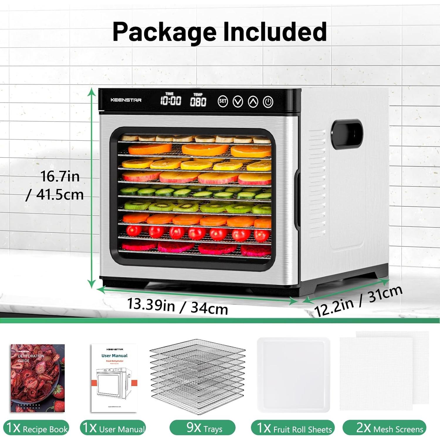 Deshidratadora de Alimentos KEENSTAR 9 Bandejas Acero Inoxidable