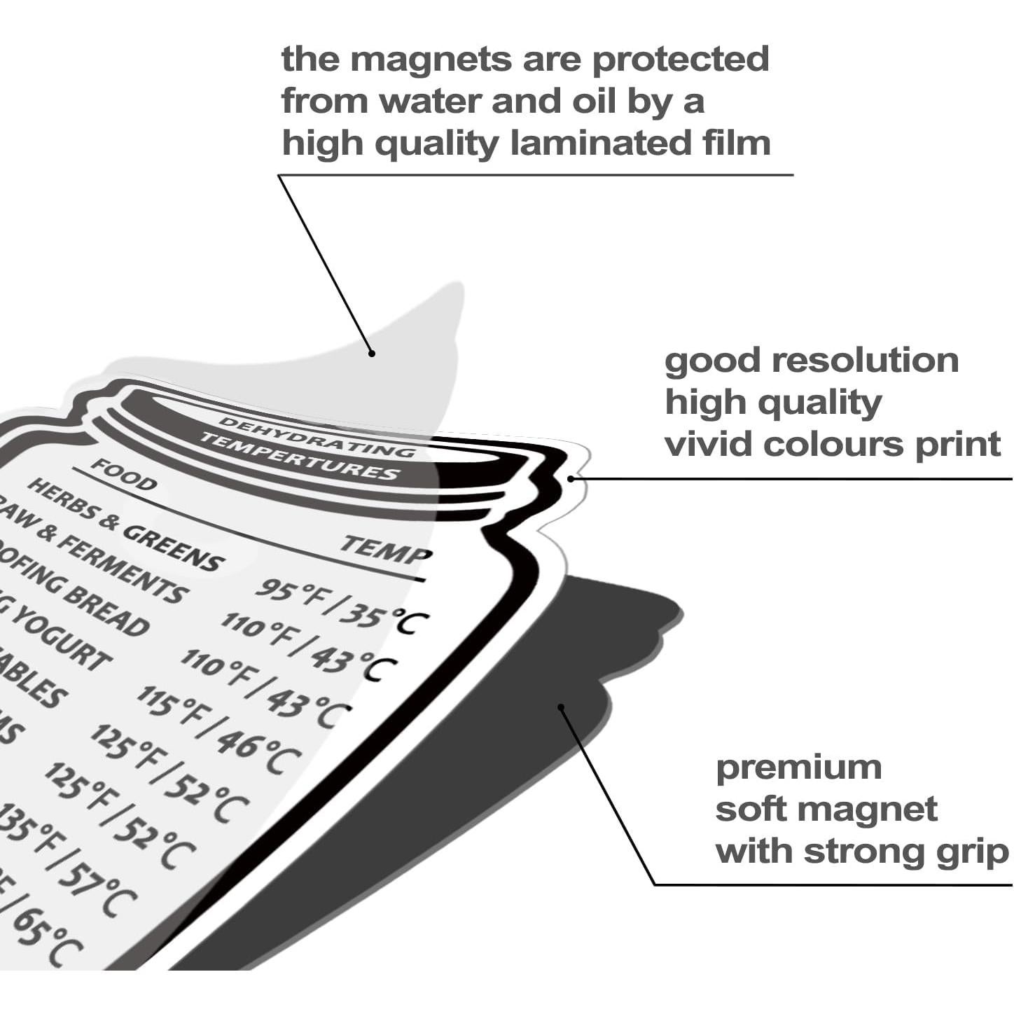 Dehydrator Temperature Guide Refrigerator Magnet Quick Reference Dehydrating Temperature Magnetic Cheat Sheet 2 Packs