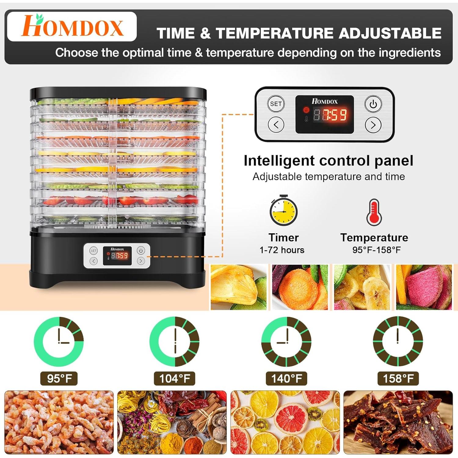 Deshidratadora de Alimentos COOCHEER 400W 8 Bandejas Negra