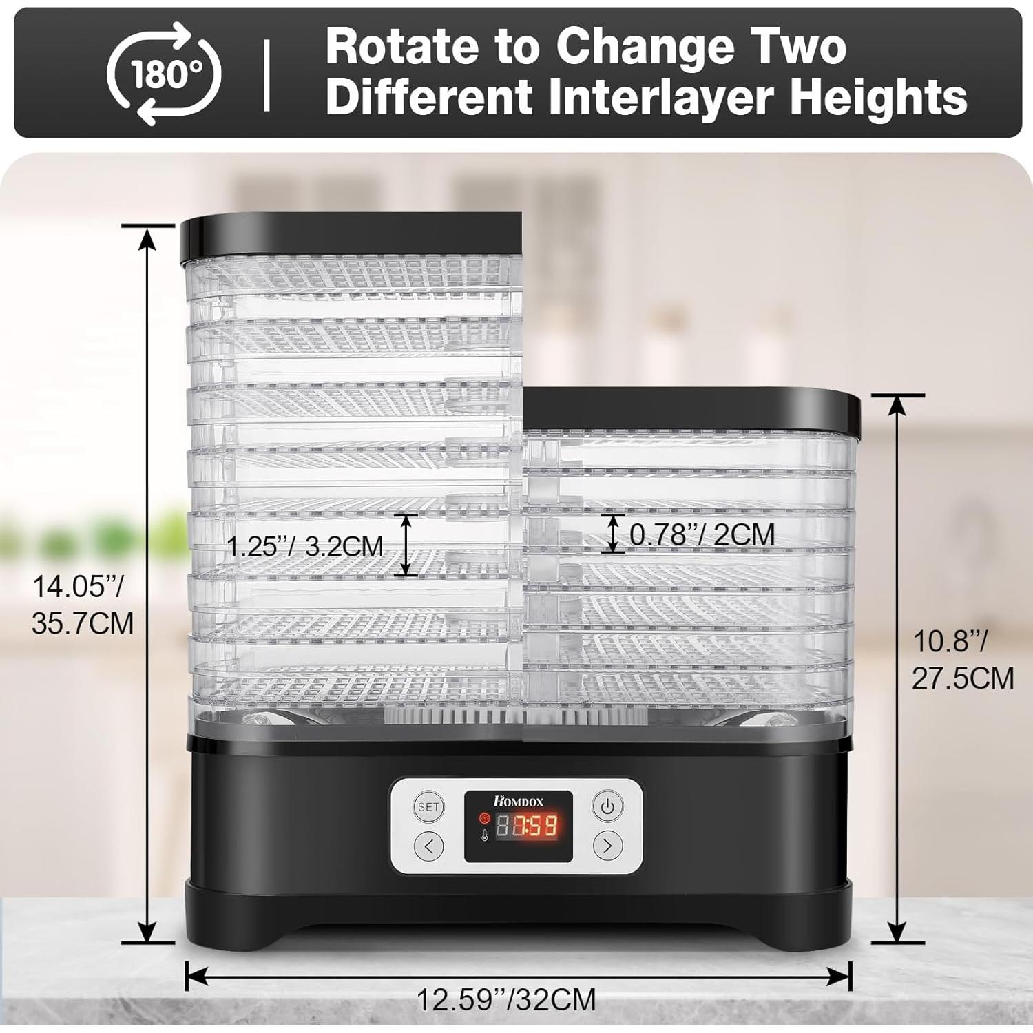 Deshidratadora de Alimentos COOCHEER 400W 8 Bandejas Negra