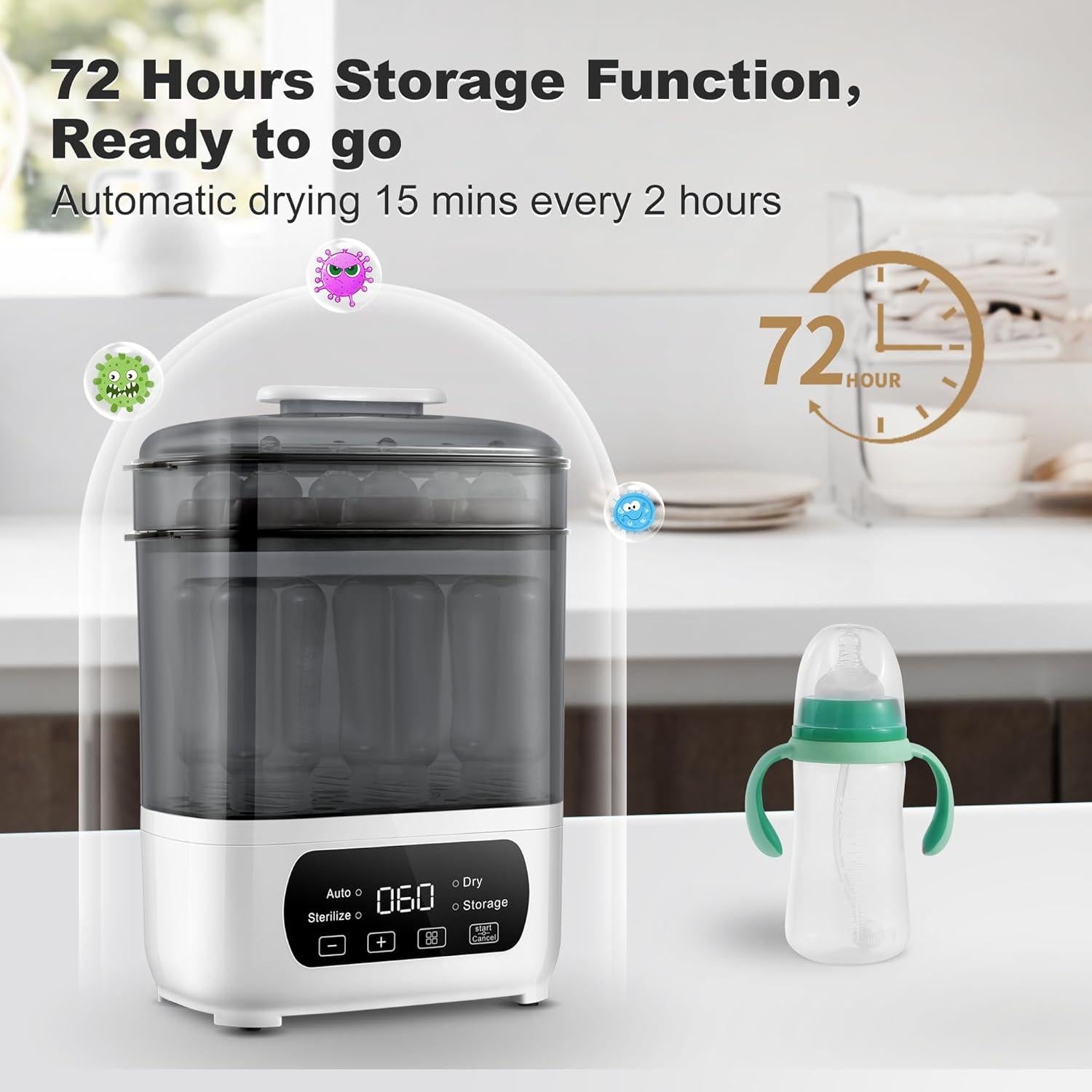 Esterilizador y Secador de Biberones 4 en 1 BBS001-01 Gris