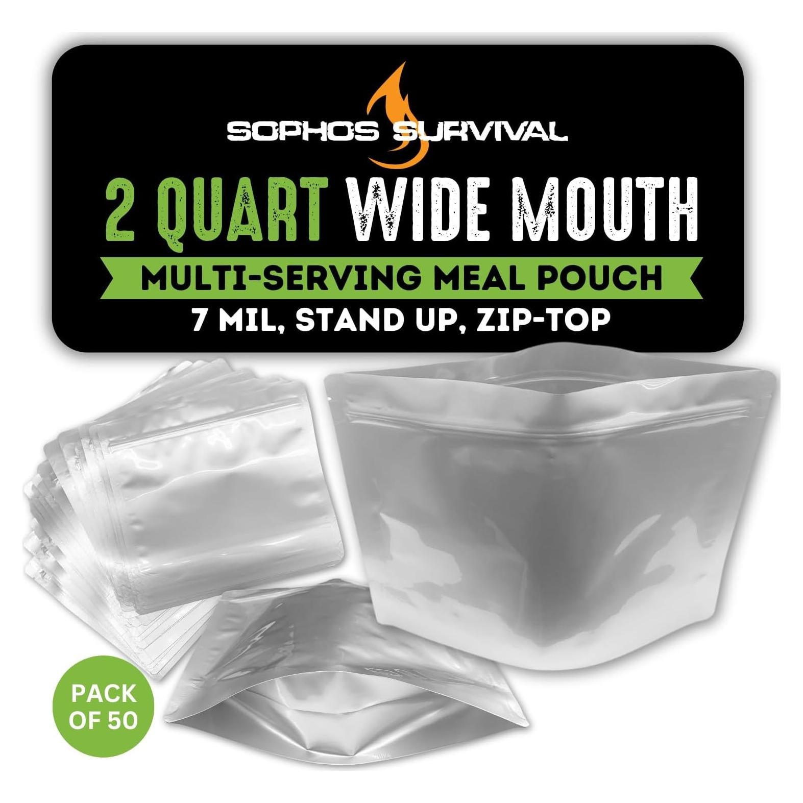 50 Bolsas Mylar Sophos Survival 2 Cuartos 7 Mil Reutilizables