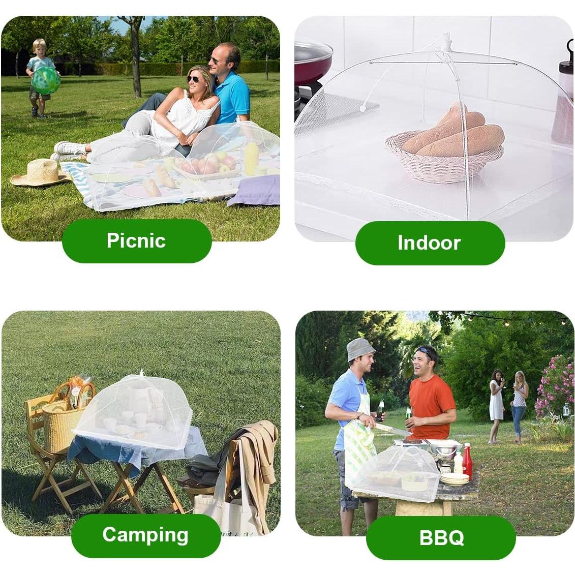 Cubiertas de Comida FOOEN 3Pack Plegables 43x43cm para Picnic