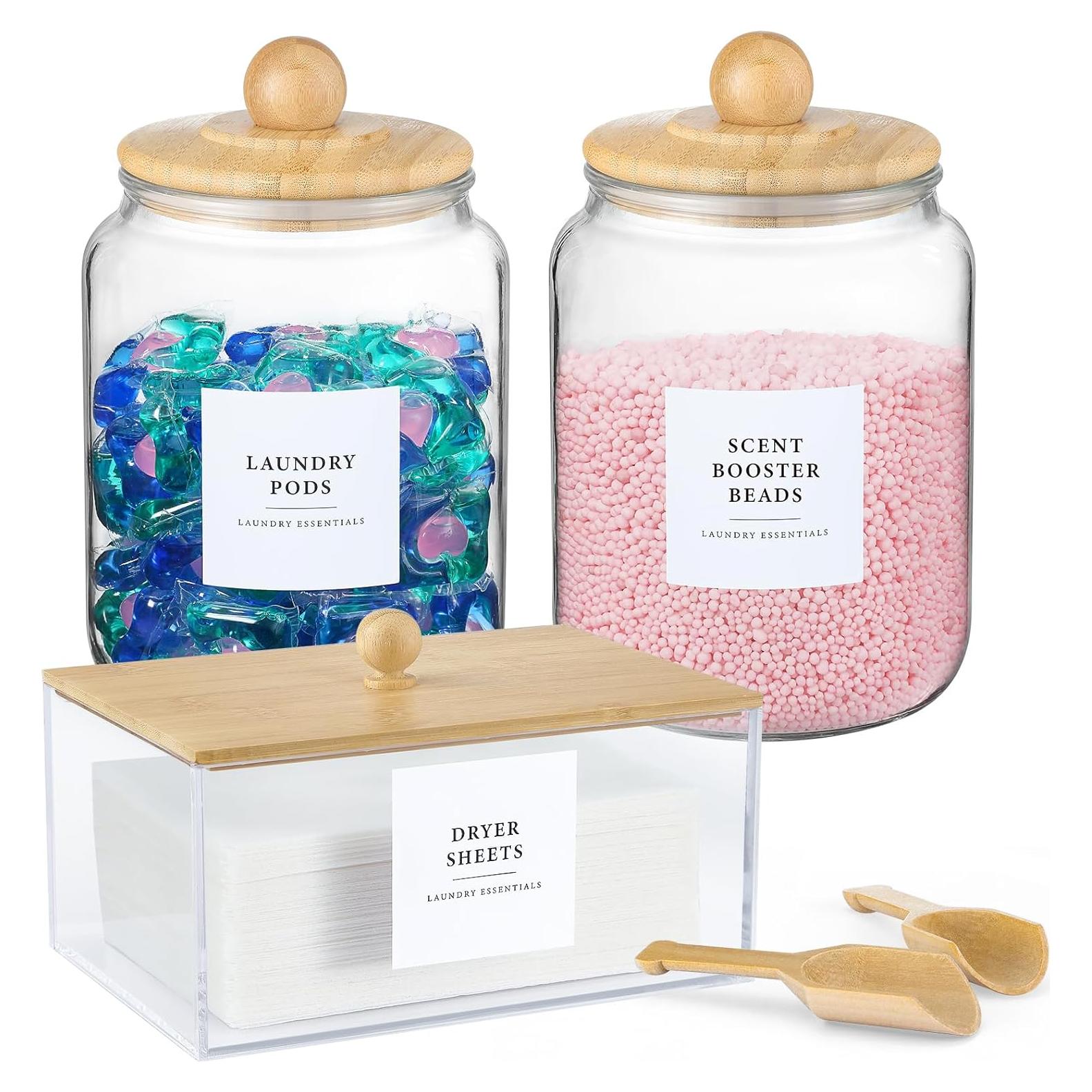 Frascos de vidrio herméticos LANDNEOO 1.89L con tapas de bambú