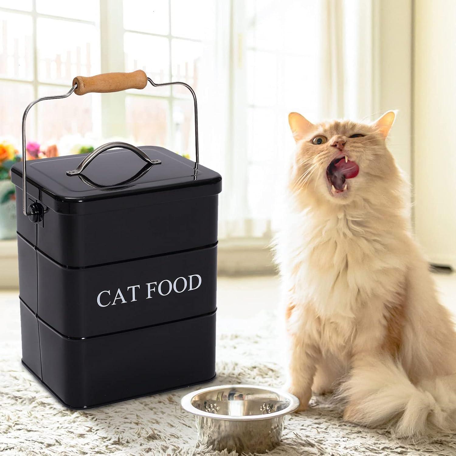 Contenedor de Almacenamiento de Comida para Gatos Geyecete 6L Negro