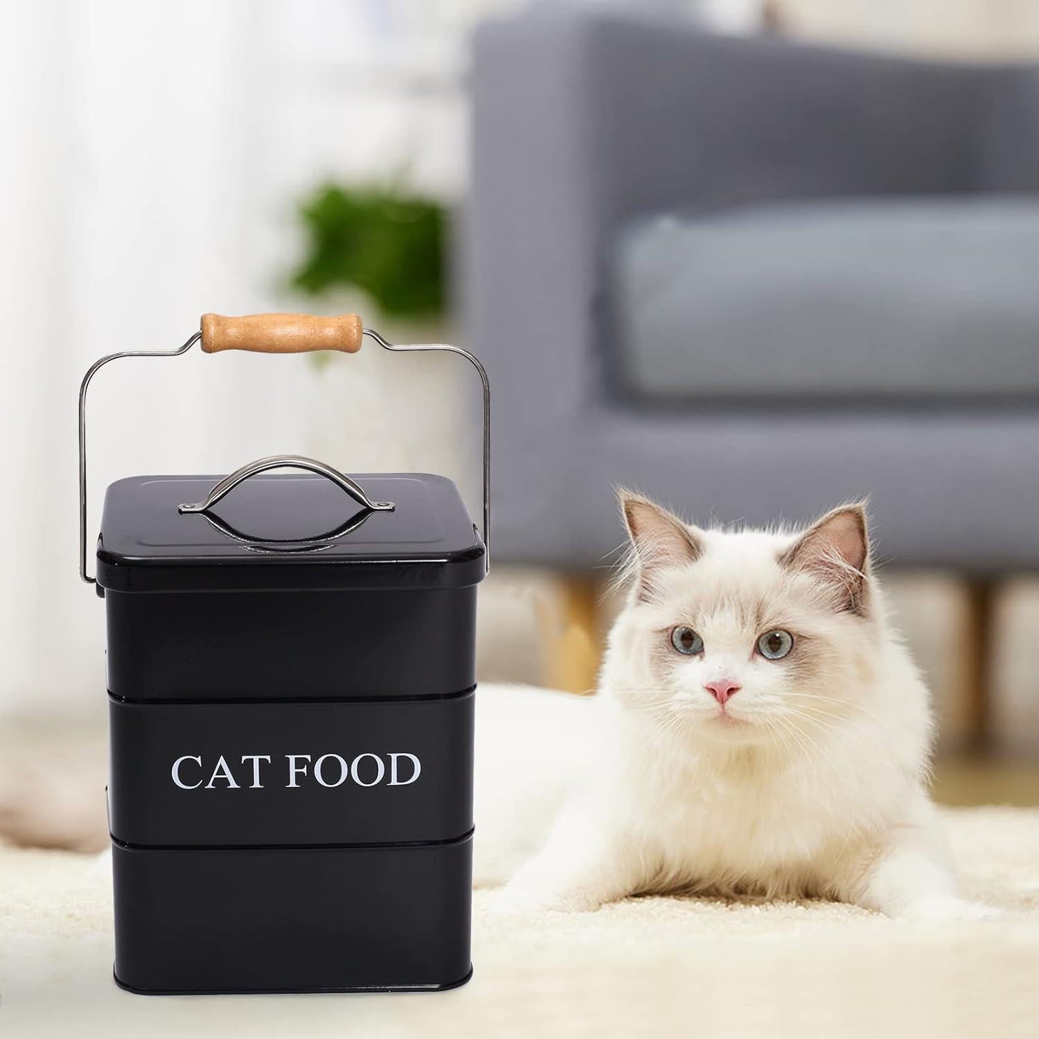 Contenedor de Almacenamiento de Comida para Gatos Geyecete 6L Negro