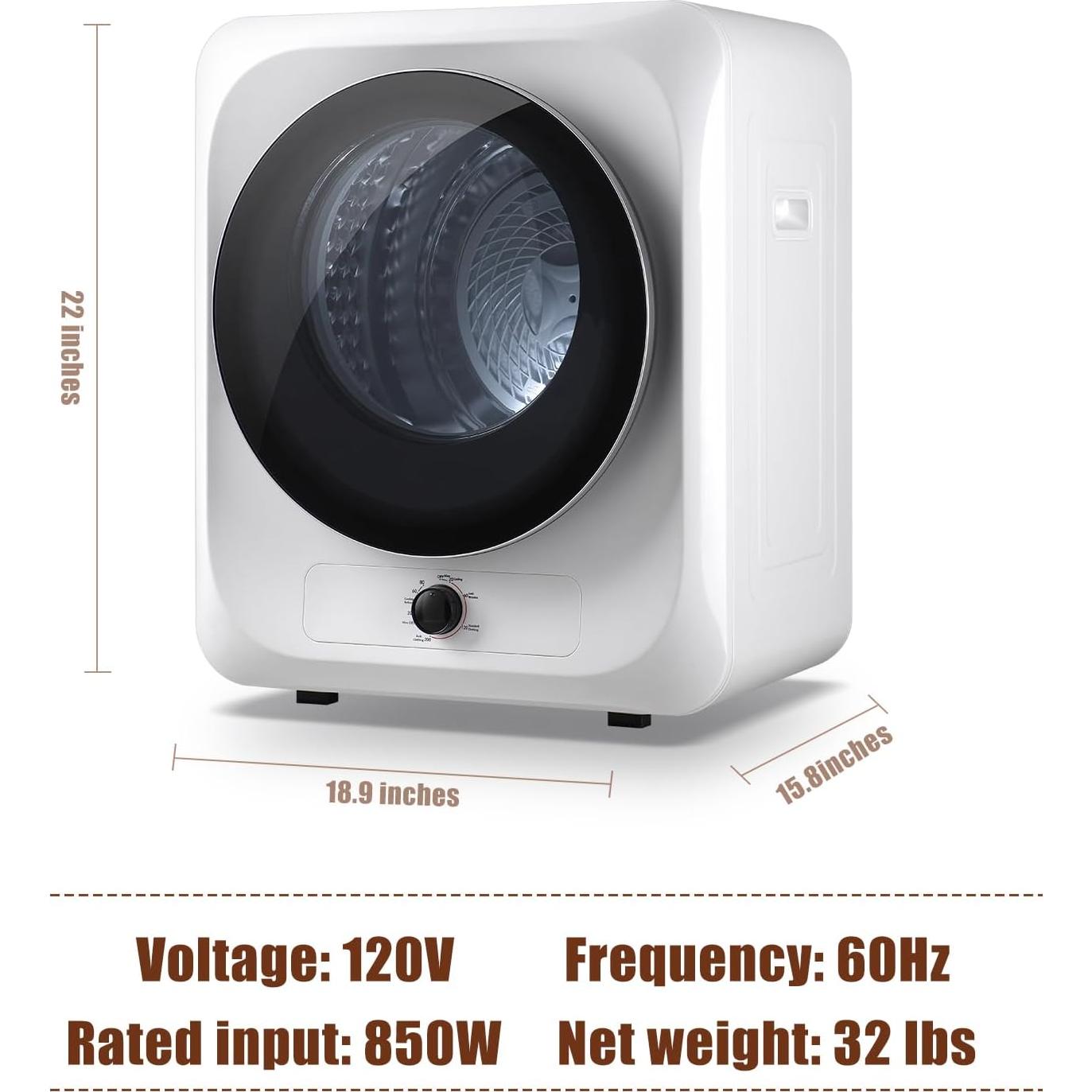 Secadora Portátil Auertech 4.5kg Eléctrica Carga Frontal Blanca