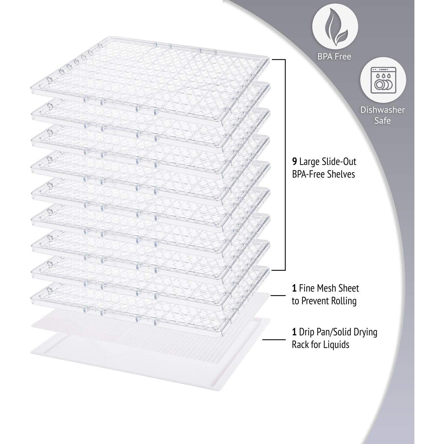 Deshidratador de Alimentos Ivation 9 Bandejas 600W Digital