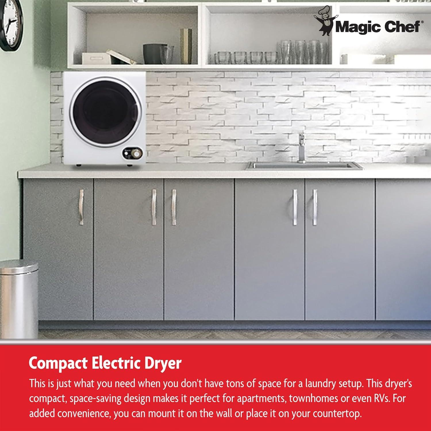 Magic Chef Compact Electric White MCSDRY15W 1.5 cu. ft. Laundry Dryer
