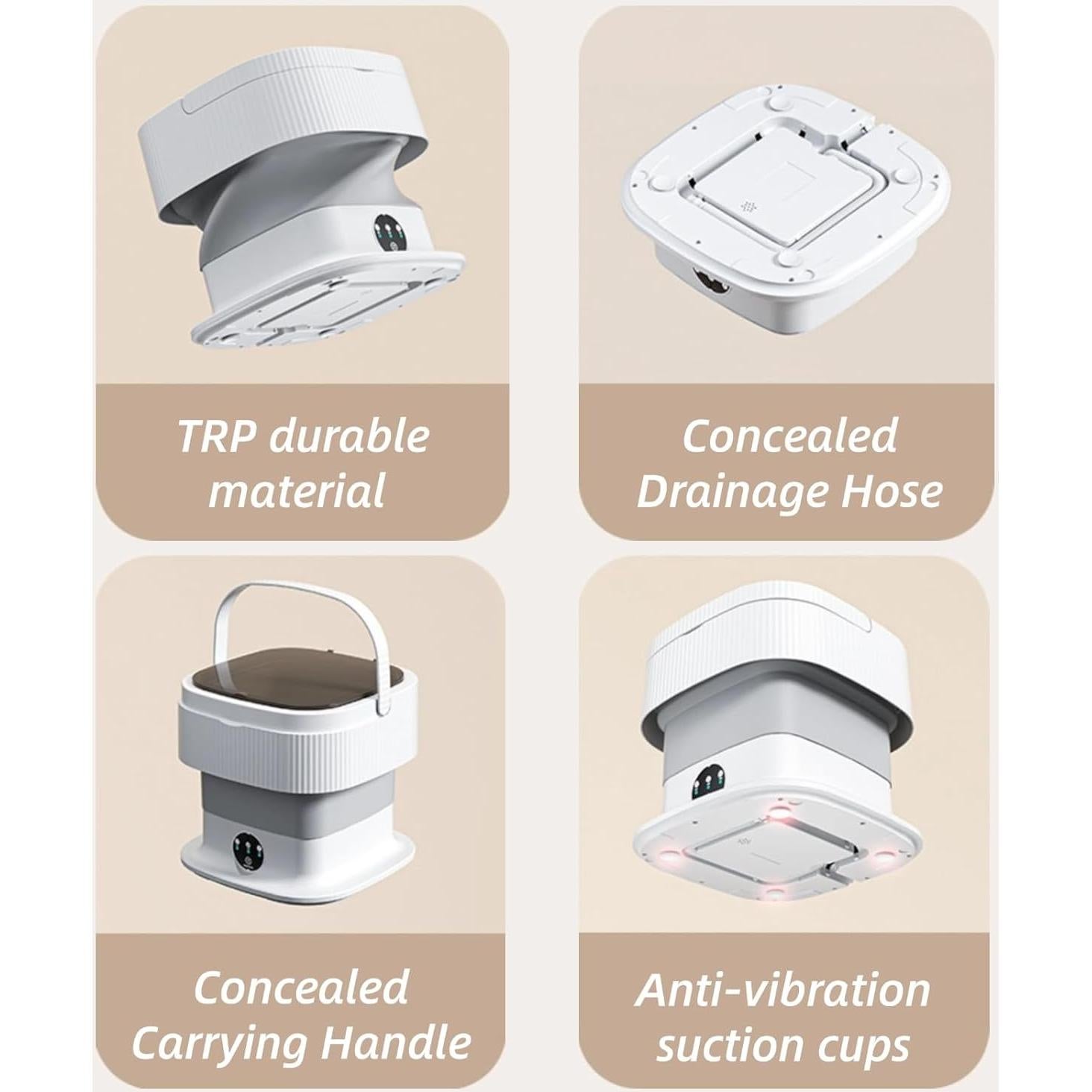 Mini Lavadora Portátil Tomantery 10L Plegable con Secadora