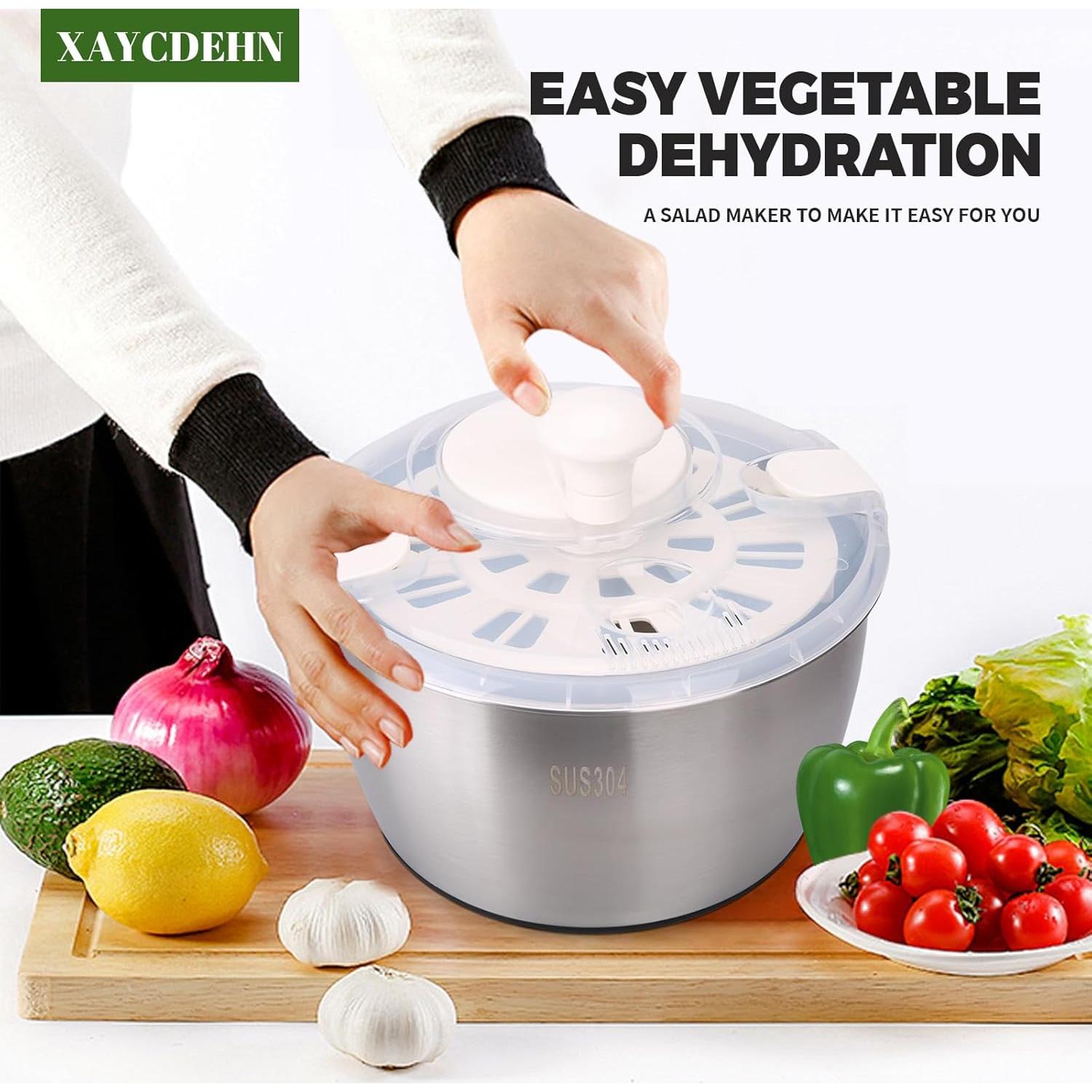 Rotador de Ensalada XAYCDEHN Acero Inoxidable 5 Cuartos