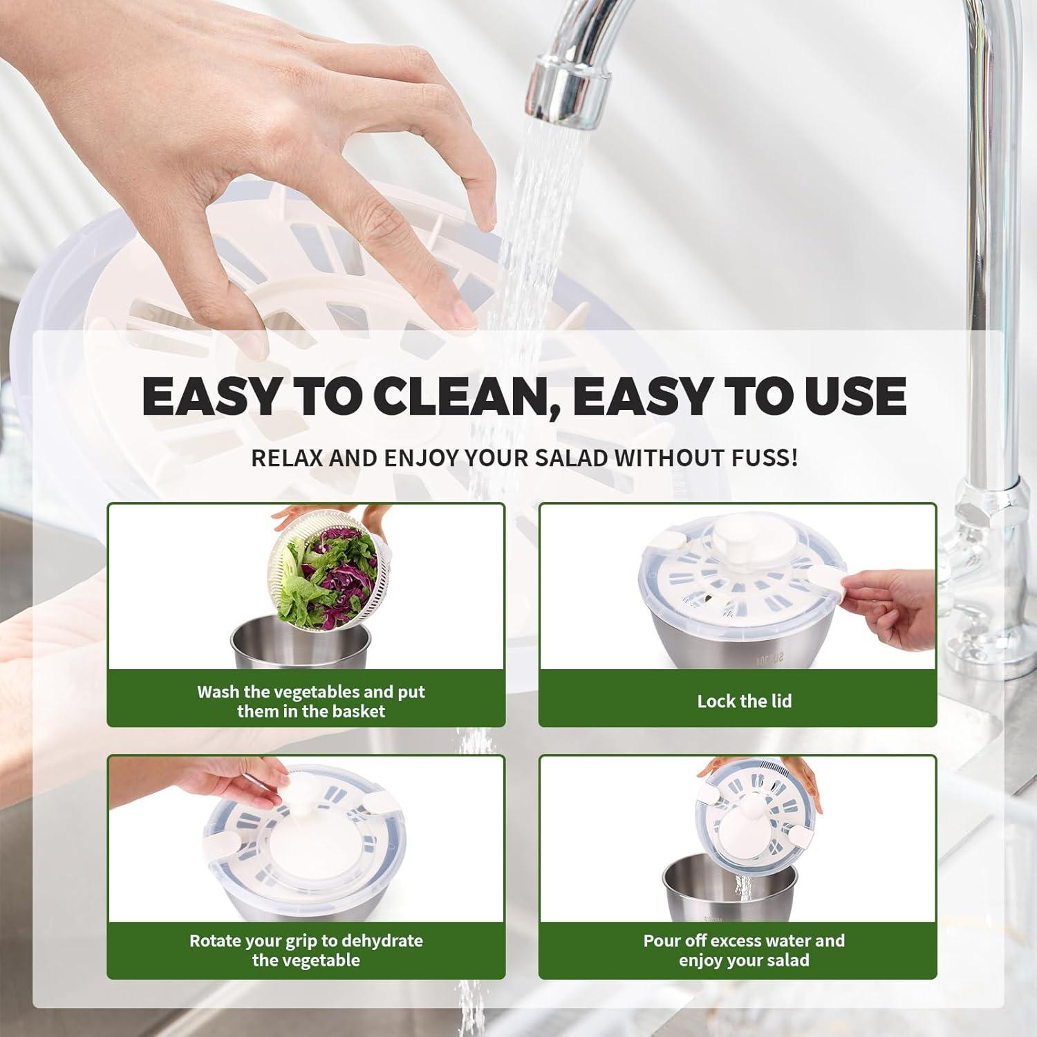 Rotador de Ensalada XAYCDEHN Acero Inoxidable 5 Cuartos