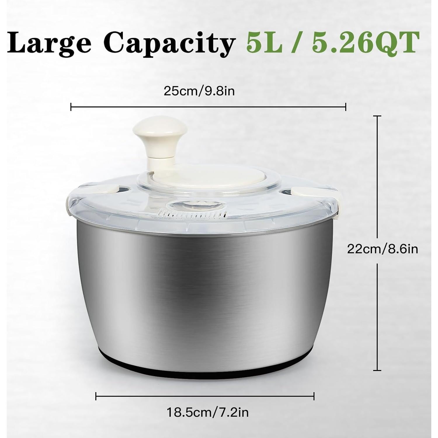 Centrifugadora de Ensalada NIOSAVM 5Qt Acero Inoxidable