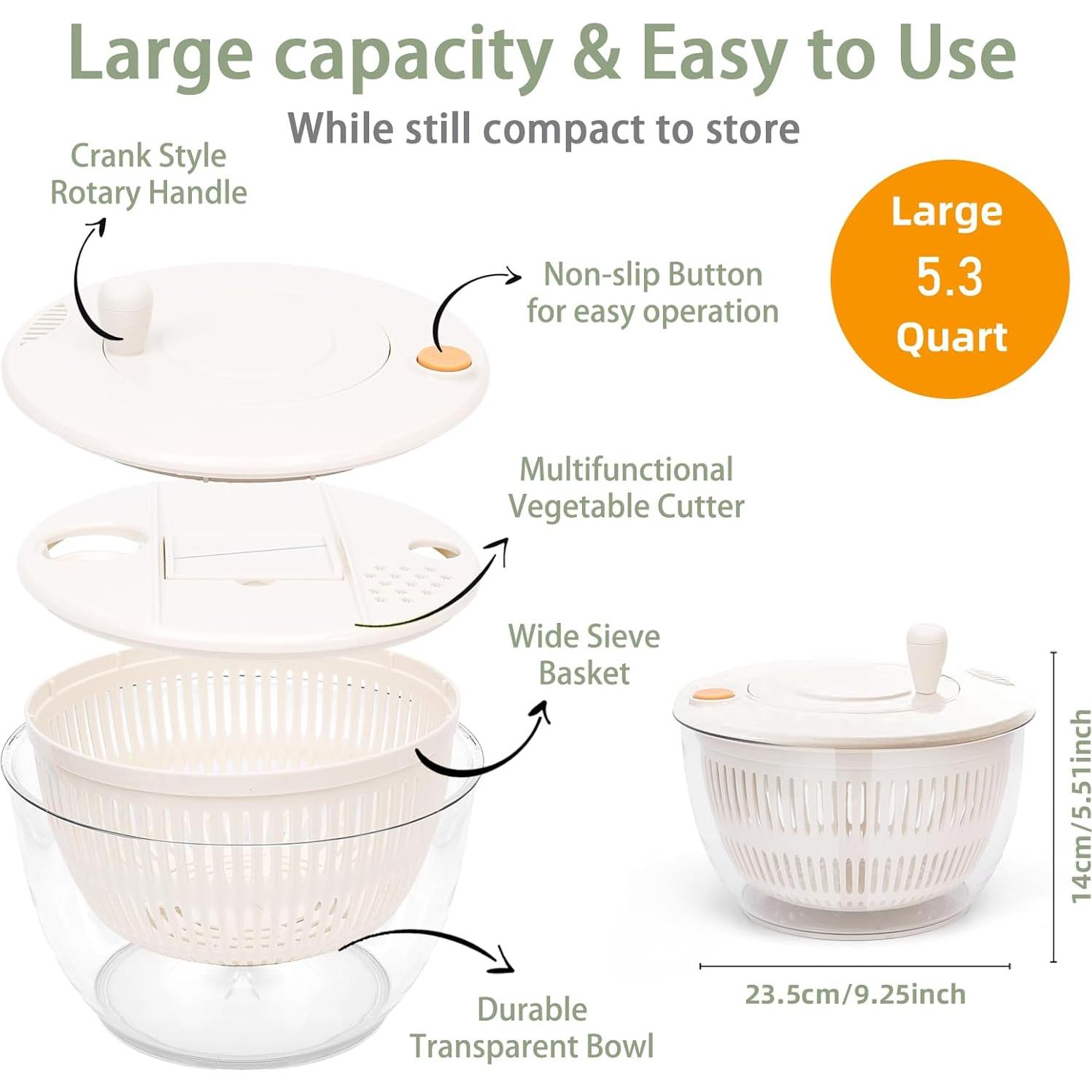 Centrifugador de Ensaladas Sayihexihe 5.3QT Multifuncional