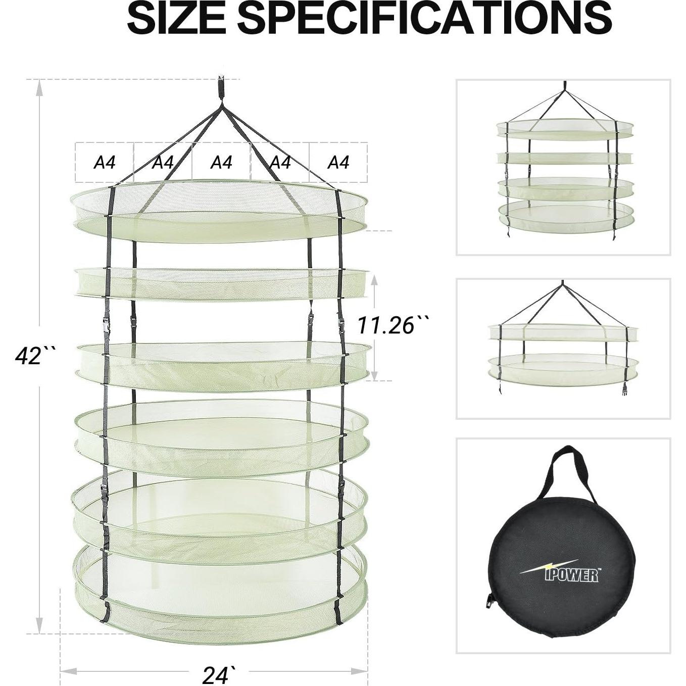 Estante Plegable de Secado iPower 6 Capas 91 cm Malla Transpirable