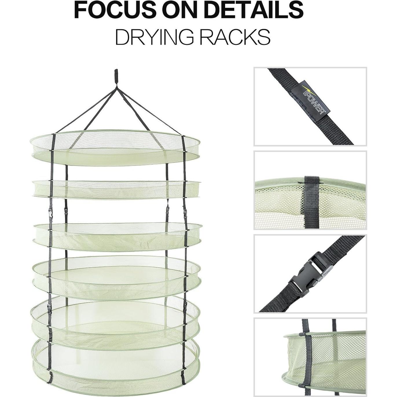 Estante Plegable de Secado iPower 6 Capas 91 cm Malla Transpirable