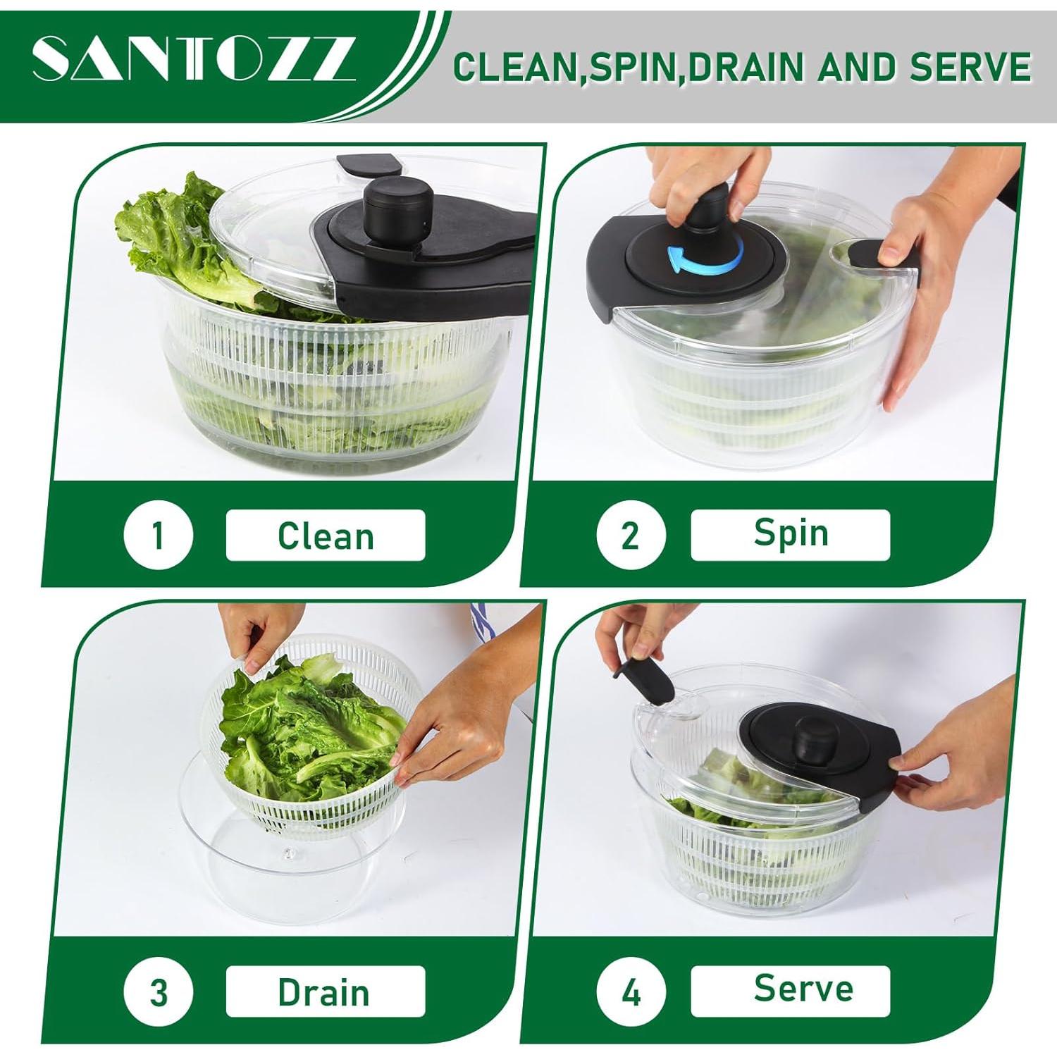 Girador de Ensalada SANTOZZ 4.2Qt con Tazón y Colador