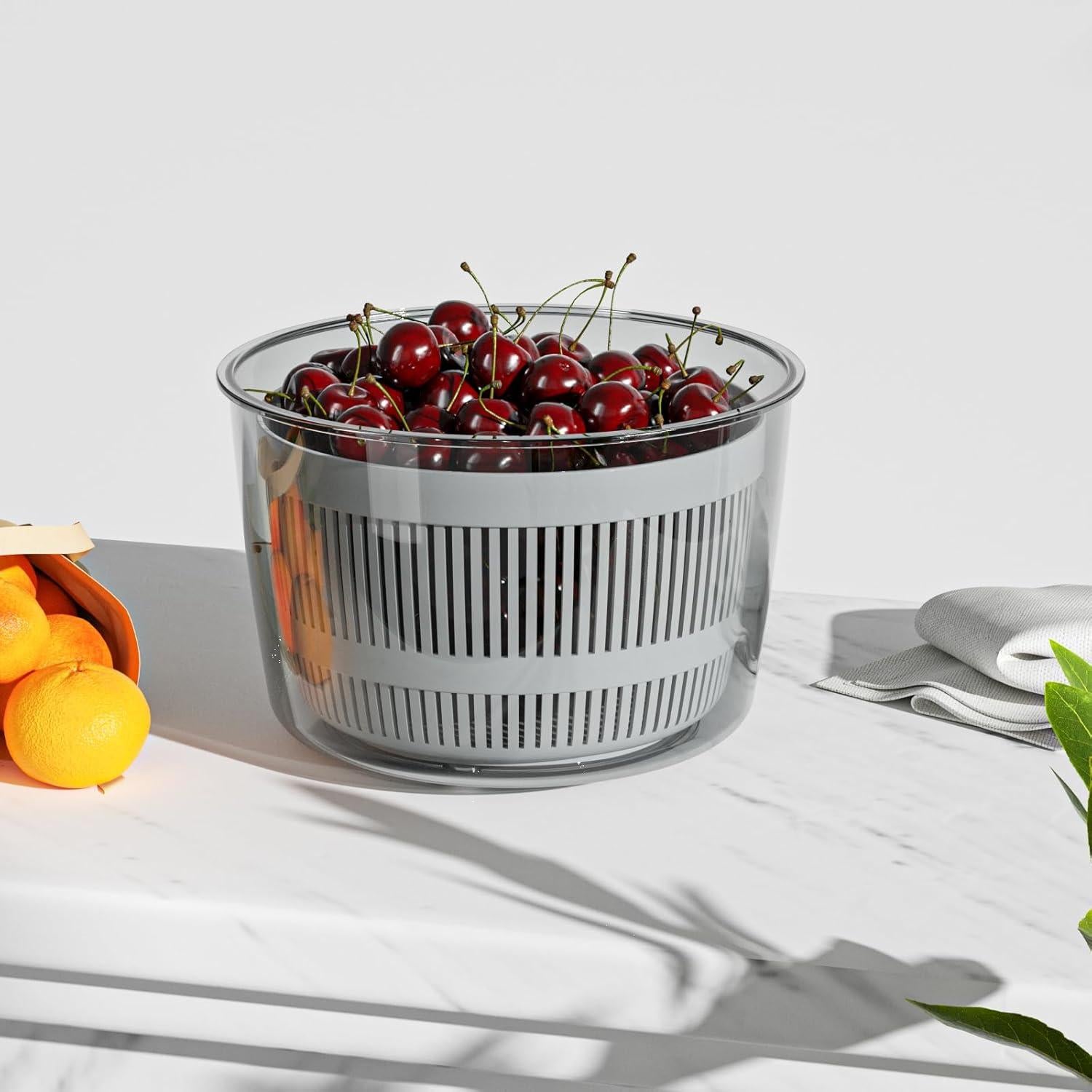 Centrifugadora de Ensalada Cambom 3Qt Blanca, Lava y Seca Verduras