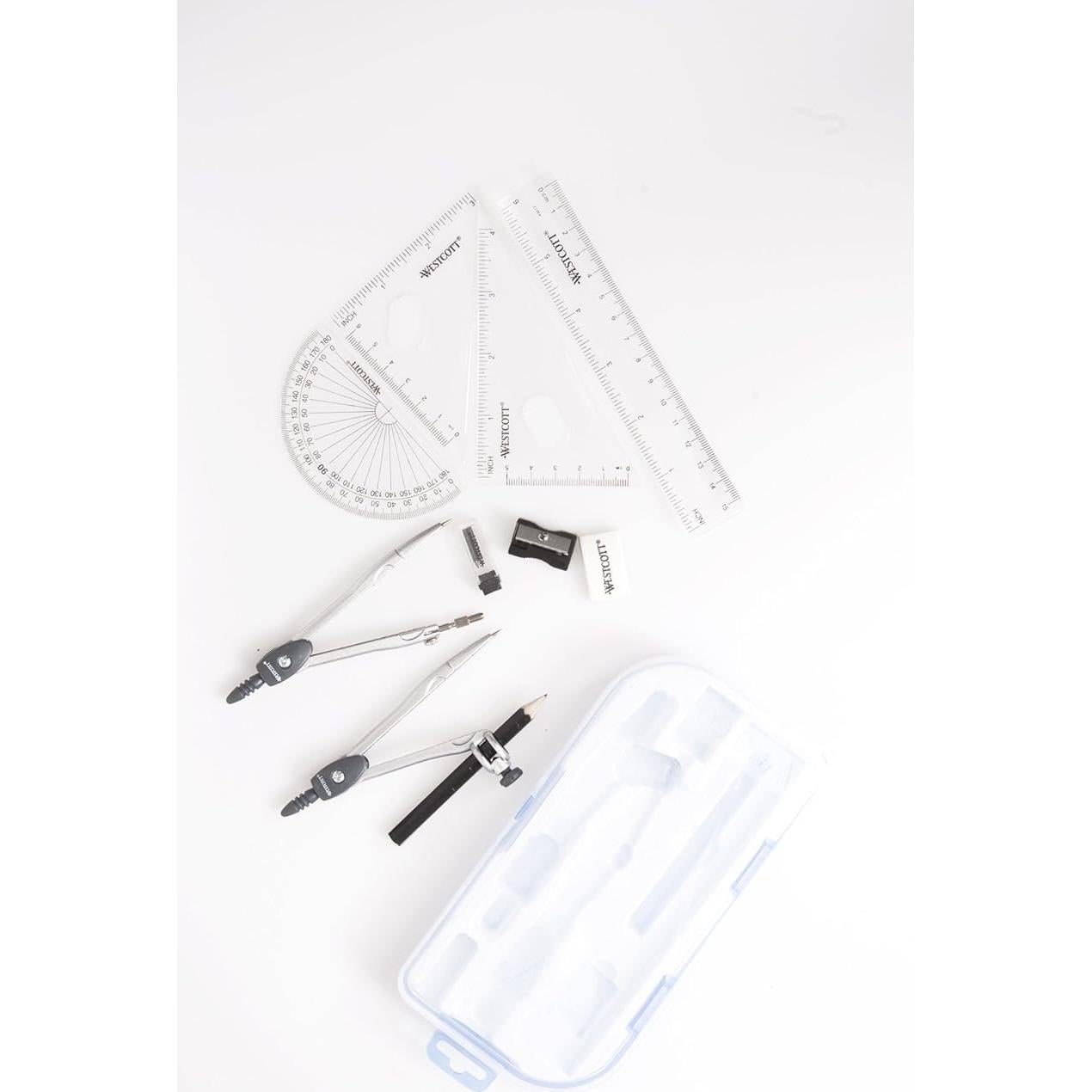 Juego de Matemáticas 10 Piezas Westcott - Regla, Compases y Más