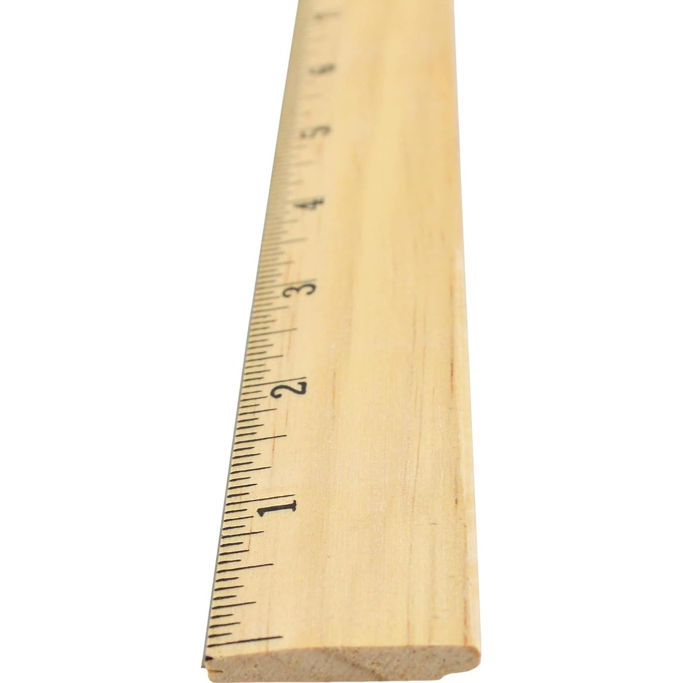 05018 Beveled Wooden Ruler with Single Metal Edge, 18 Inch