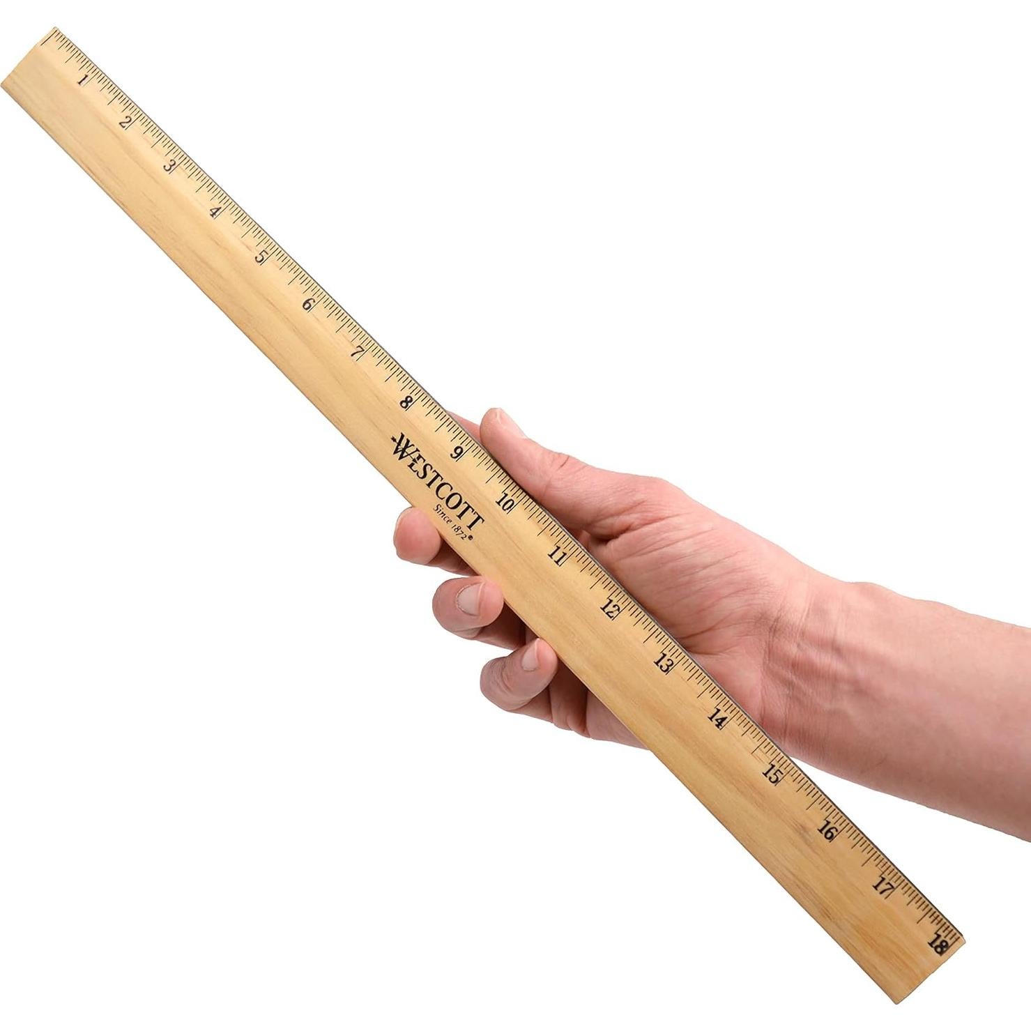 05018 Beveled Wooden Ruler with Single Metal Edge, 18 Inch