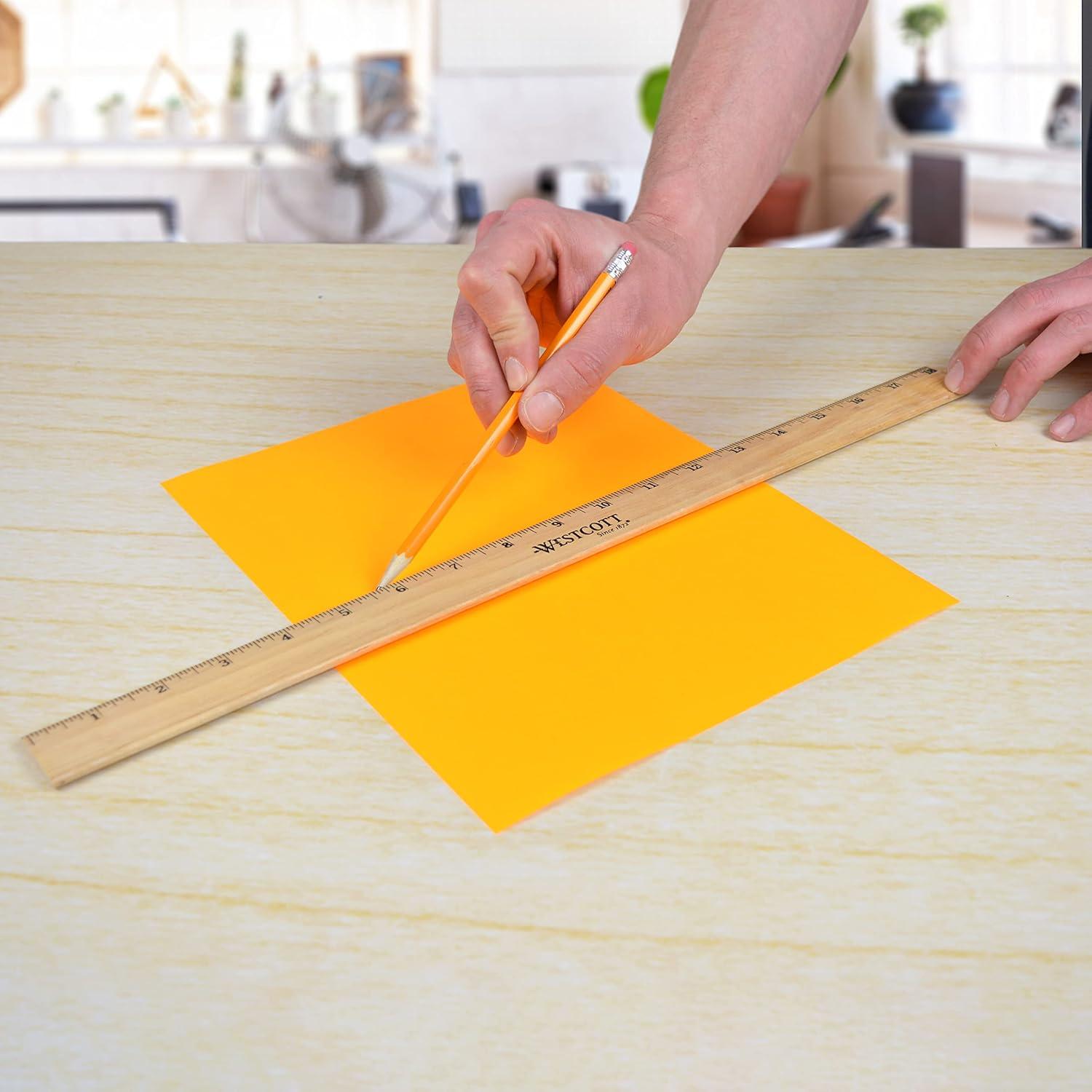 05018 Beveled Wooden Ruler with Single Metal Edge, 18 Inch