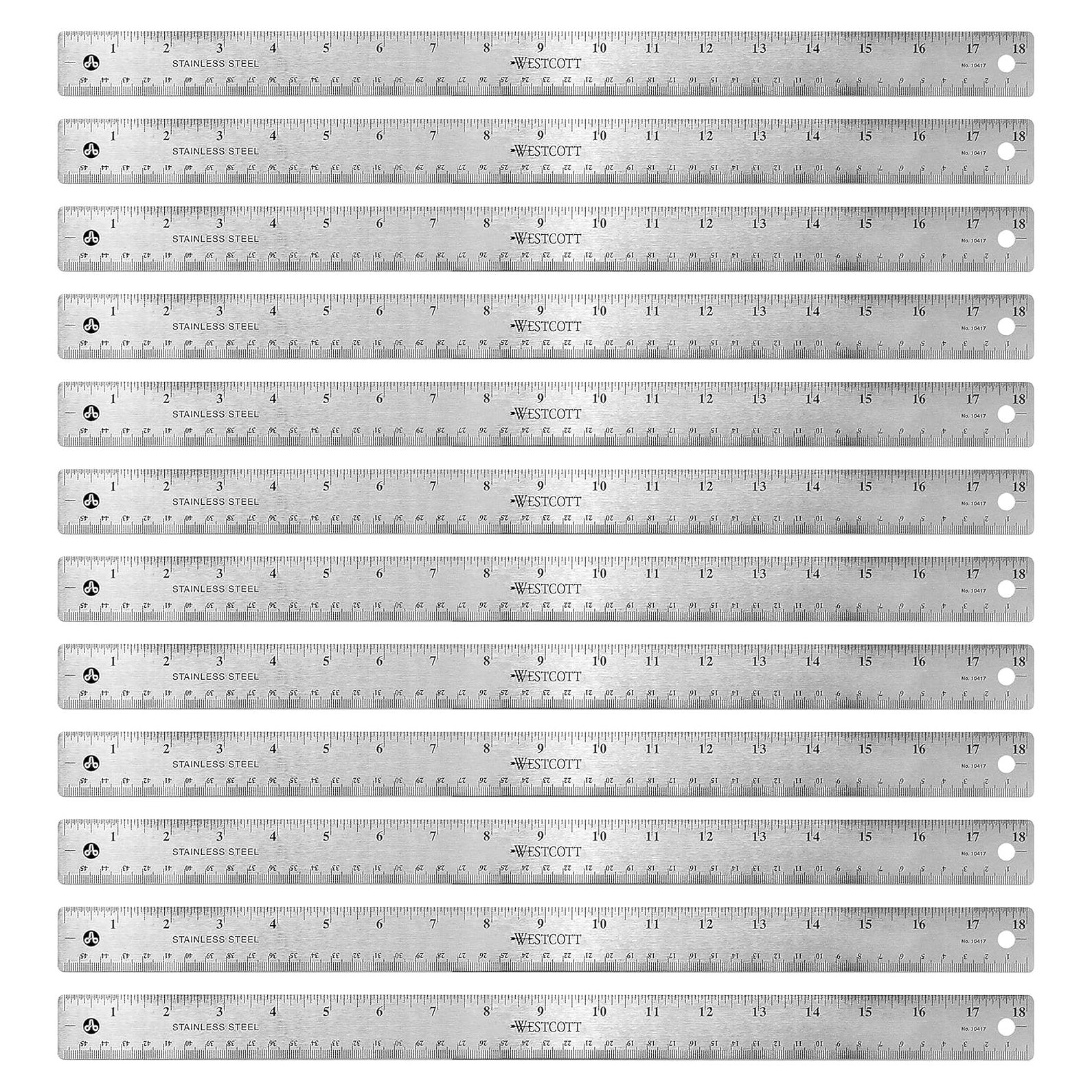 Reglas de Acero Inoxidable Westcott 45.72 cm - Paquete de 12