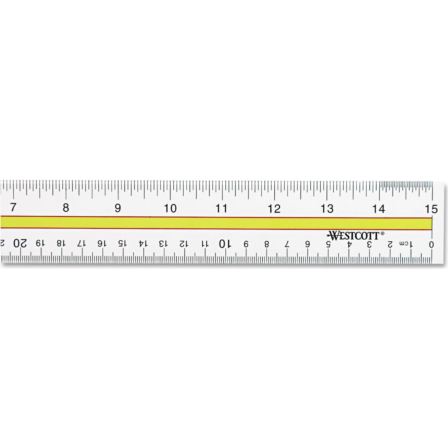 Westcott 10580 Acrylic Data Highlight Reading Ruler with Tinted Guide, 15-Inch Clear