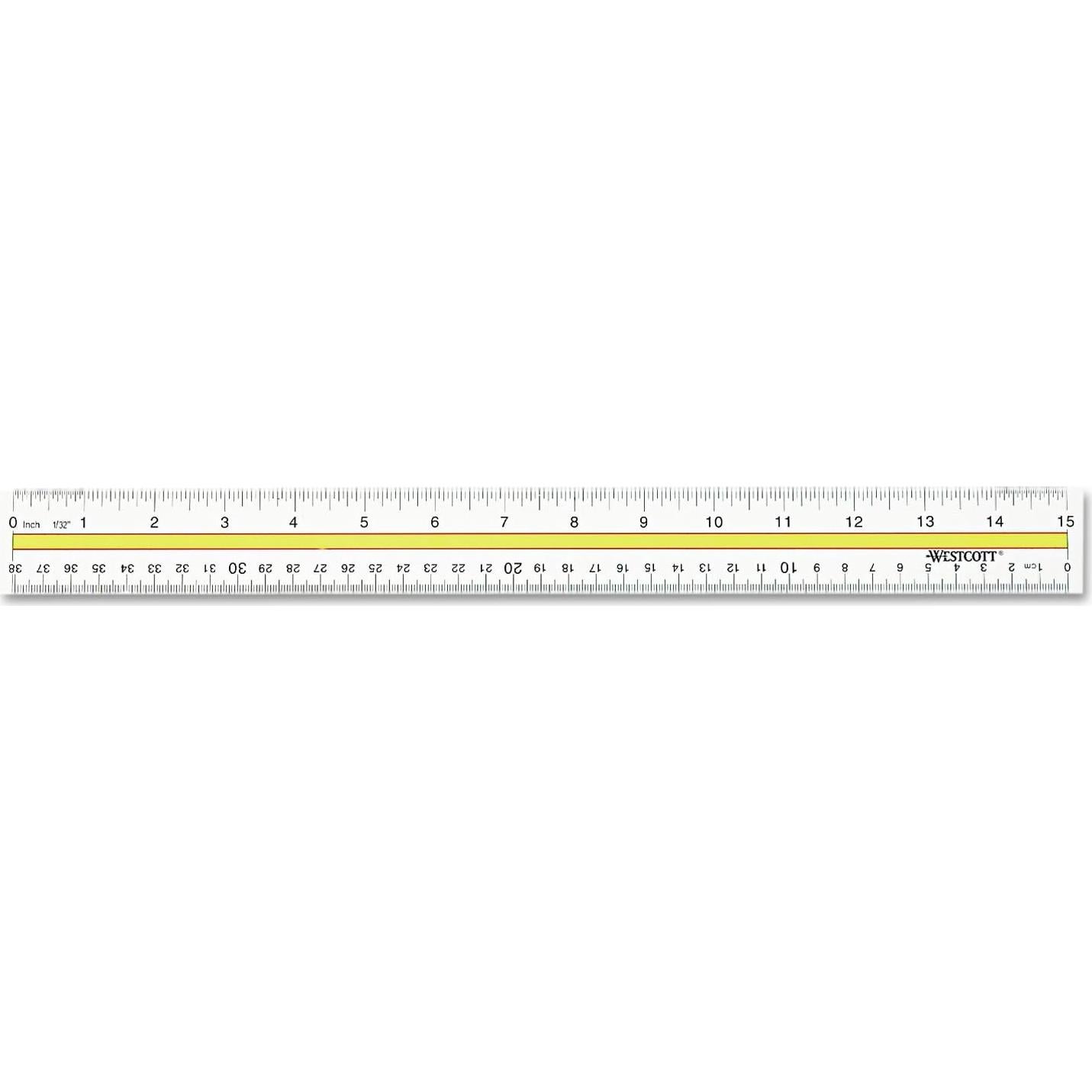 Westcott 10580 Acrylic Data Highlight Reading Ruler with Tinted Guide, 15-Inch Clear