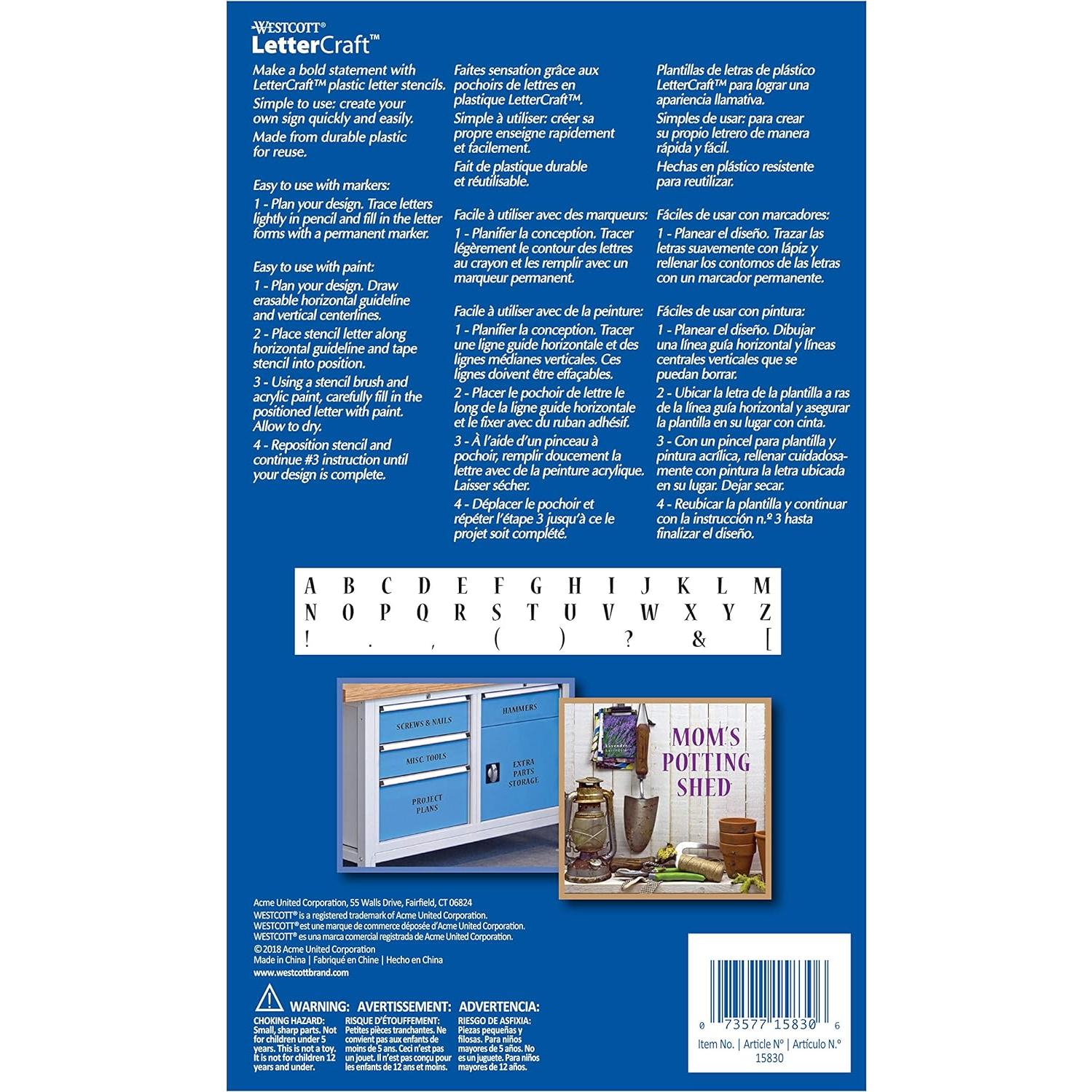 Plantilla LetterCraft Westcott 10.16 cm Letras Azules SN4-C/15830