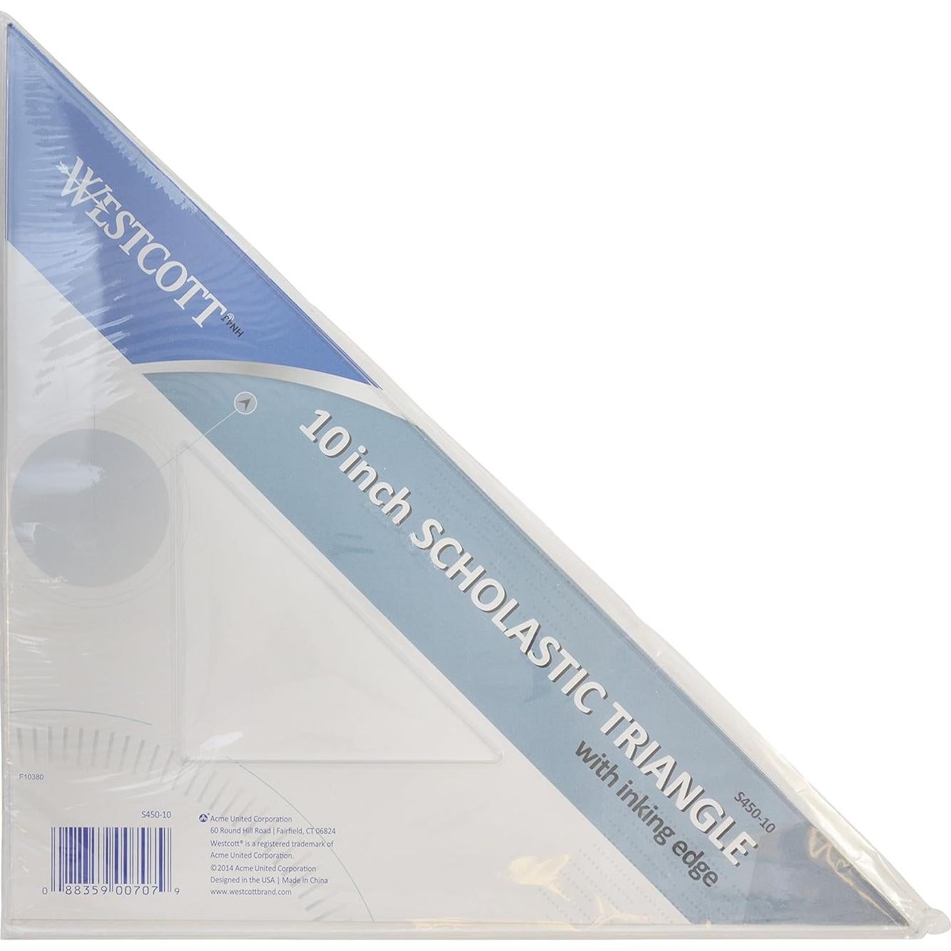 Triángulo de Poliestireno Westcott 25.4 cm 45/90 Grados Claro